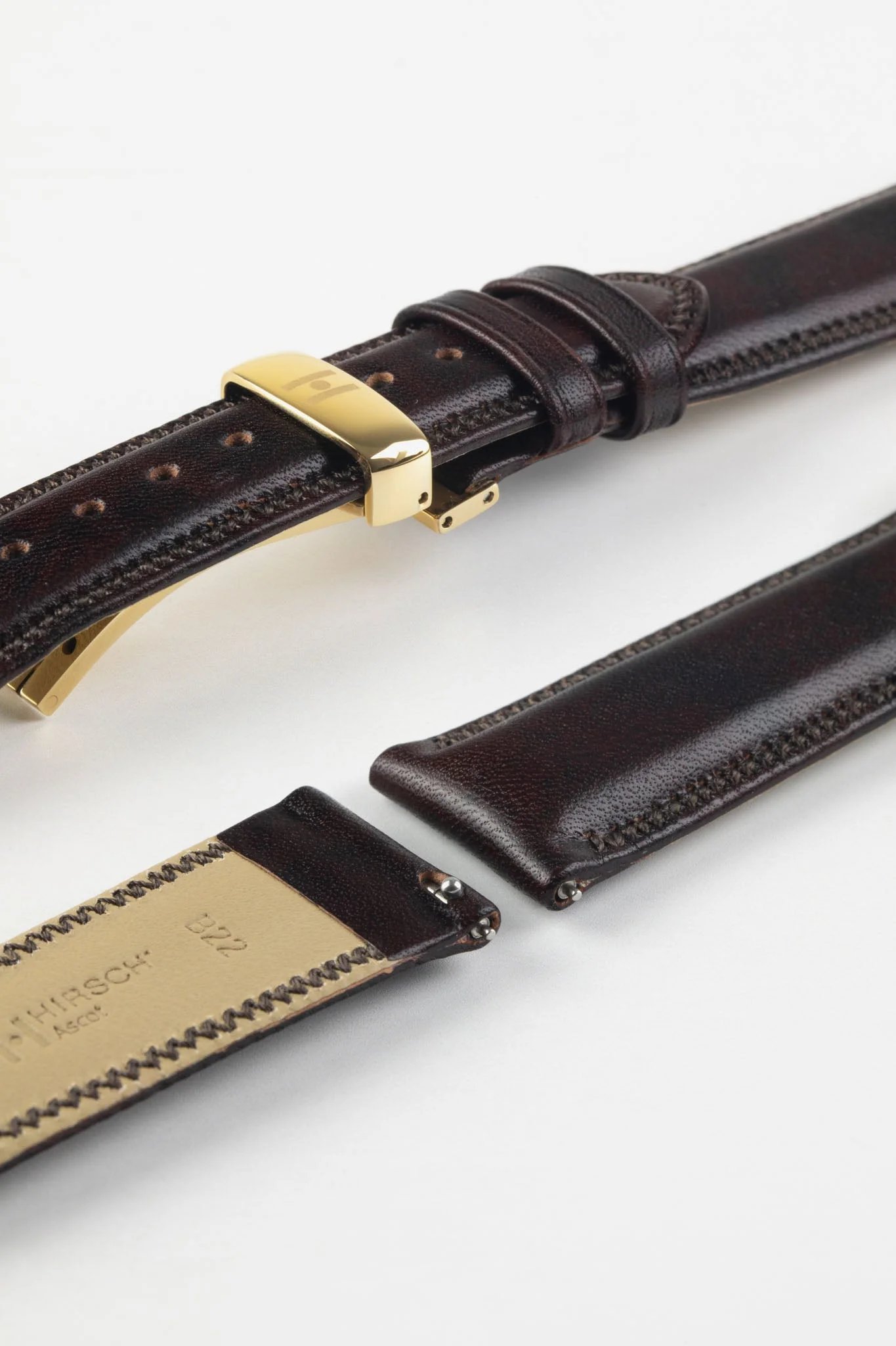 Hirsch ASCOT English Leather Watch Strap in BROWN - Image 11