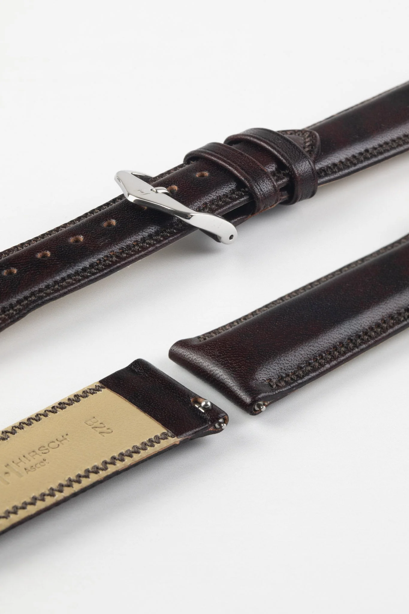 Hirsch ASCOT English Leather Watch Strap in BROWN - Image 7