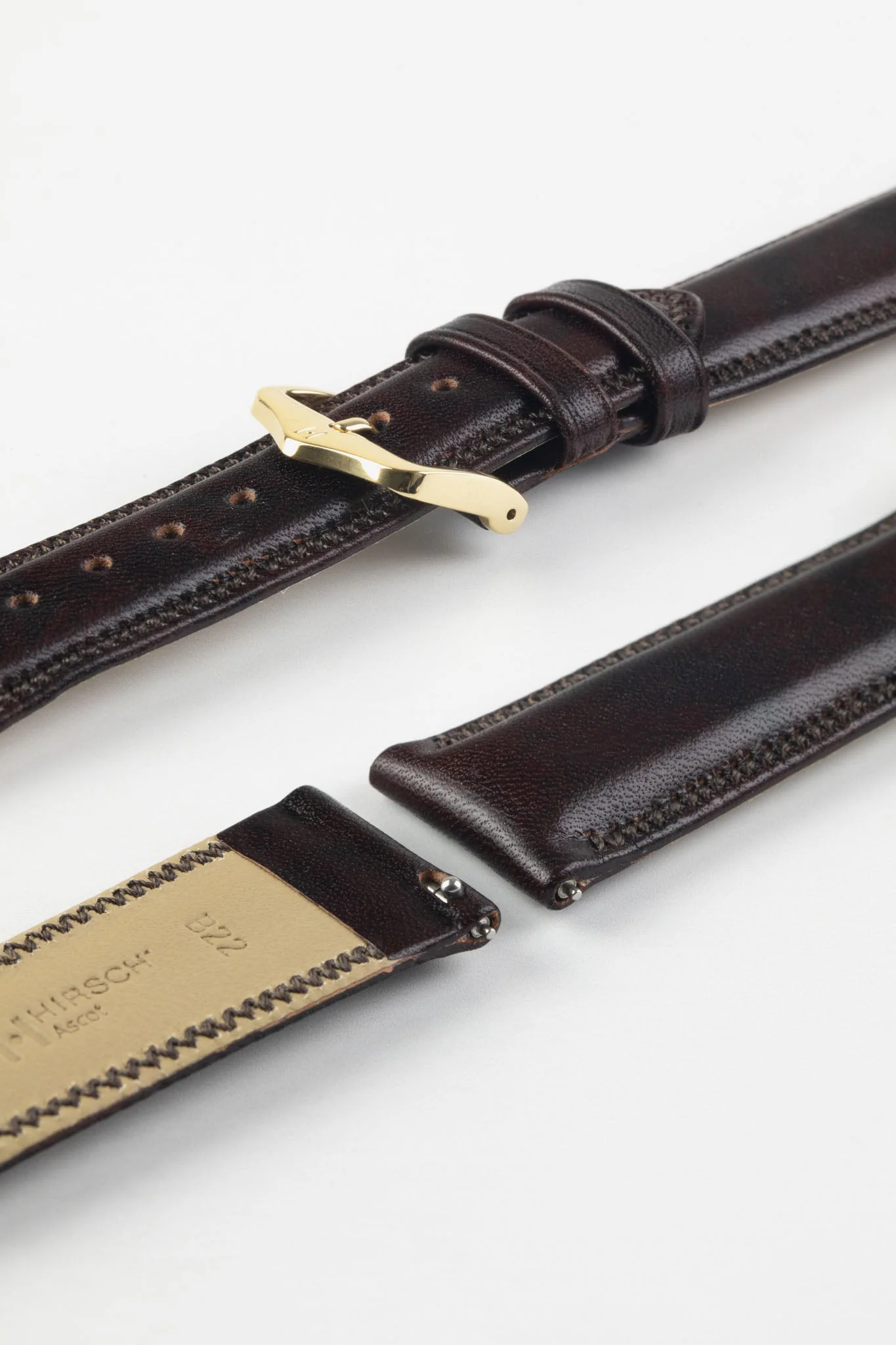 Hirsch ASCOT English Leather Watch Strap in BROWN - Image 8