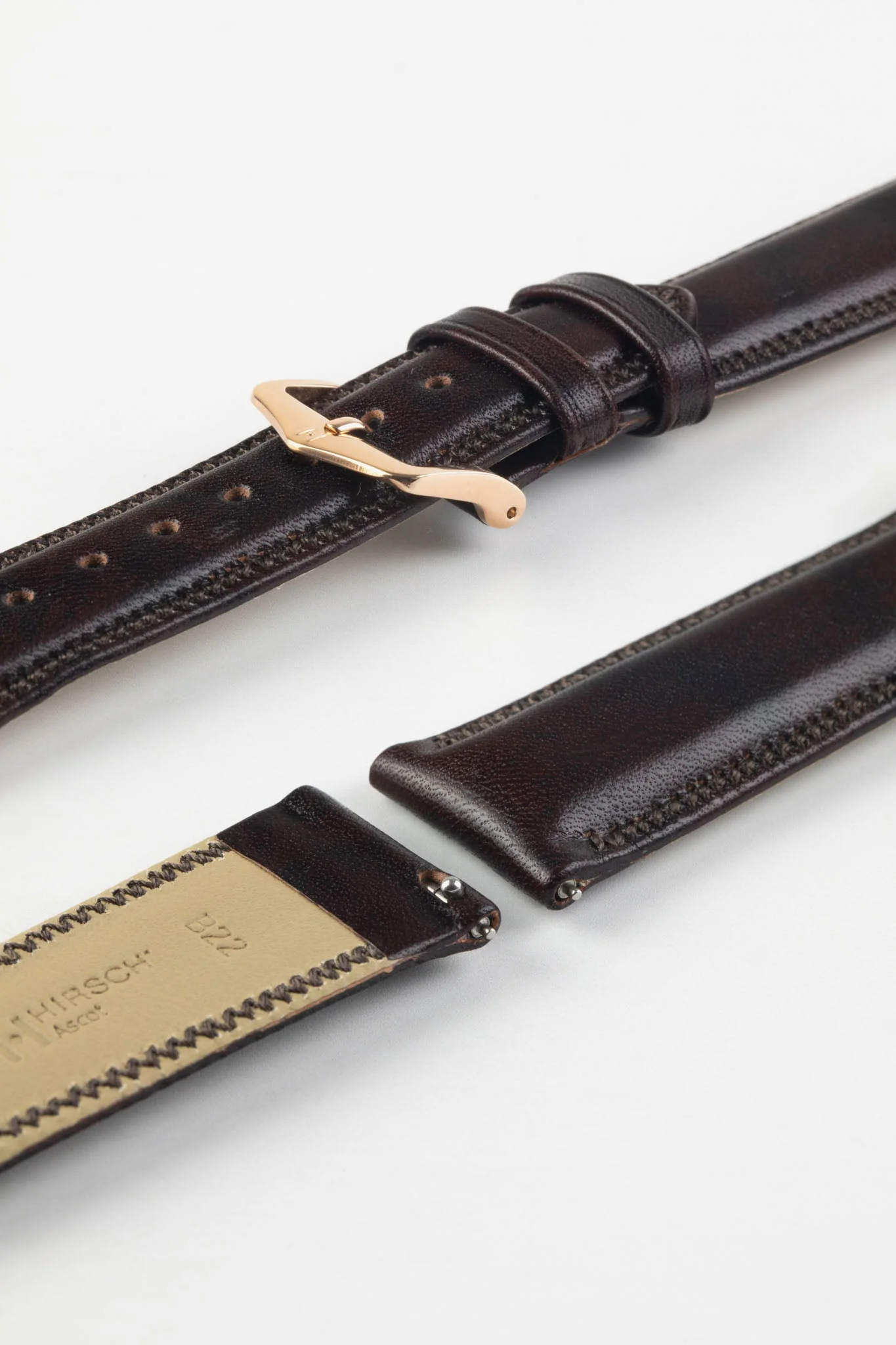 Hirsch ASCOT English Leather Watch Strap in BROWN - Image 9