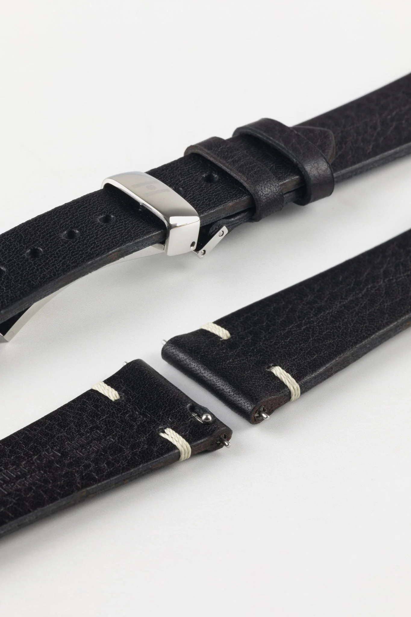 Hirsch BAGNORE Vintage Calf Leather Quick-Release Watch Strap - BLACK - Image 10