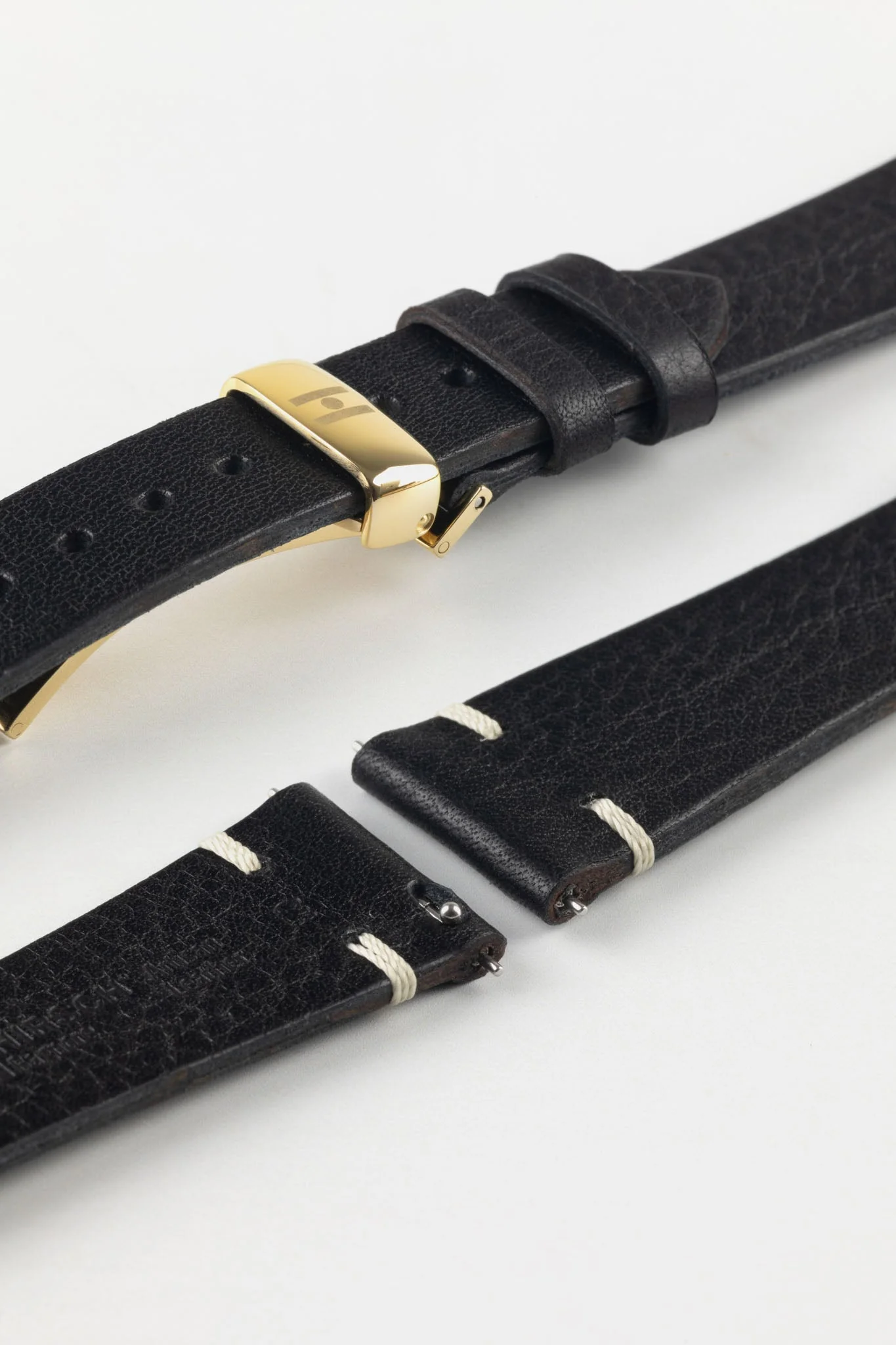 Hirsch BAGNORE Vintage Calf Leather Quick-Release Watch Strap - BLACK - Image 11