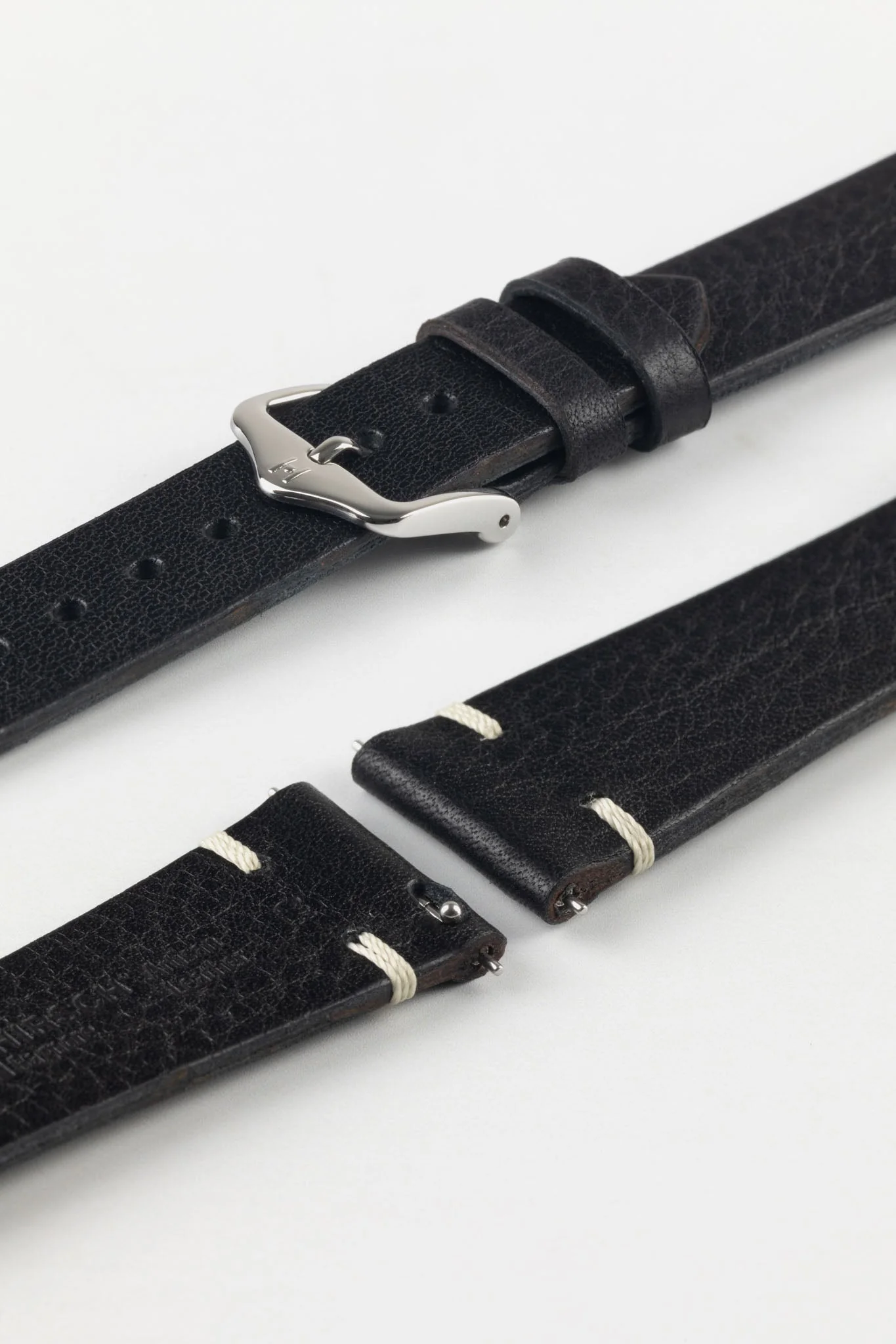 Hirsch BAGNORE Vintage Calf Leather Quick-Release Watch Strap - BLACK - Image 7