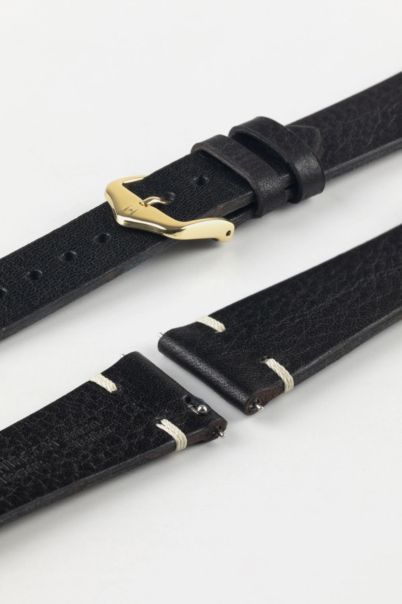 Hirsch BAGNORE Vintage Calf Leather Quick-Release Watch Strap - BLACK - Image 8