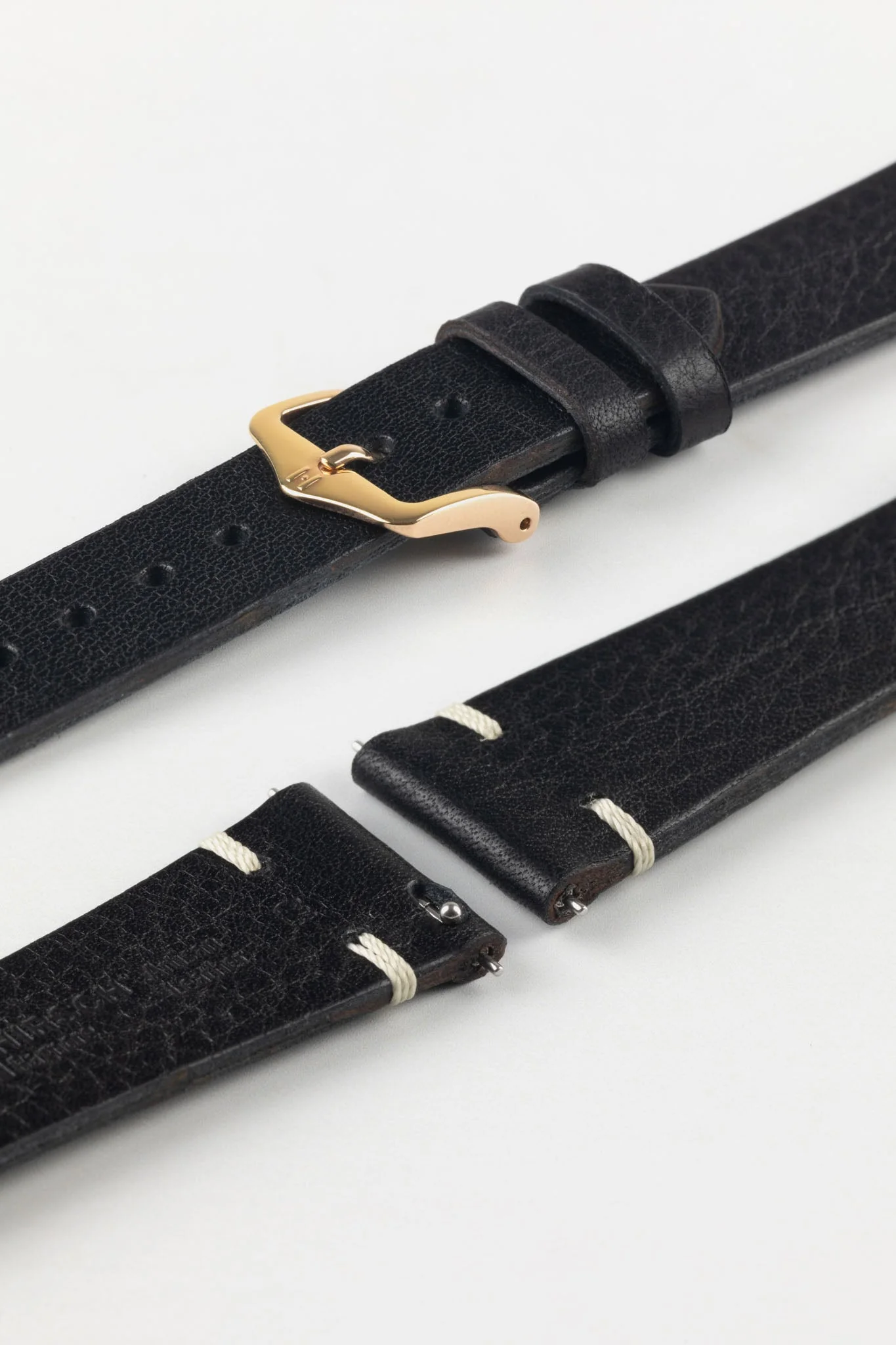 Hirsch BAGNORE Vintage Calf Leather Quick-Release Watch Strap - BLACK - Image 9