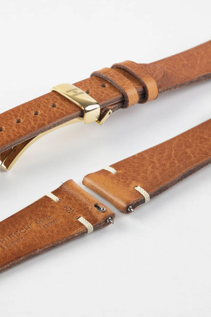 Hirsch BAGNORE Vintage Calf Leather Quick-Release Watch Strap - GOLD BROWN - Image 11