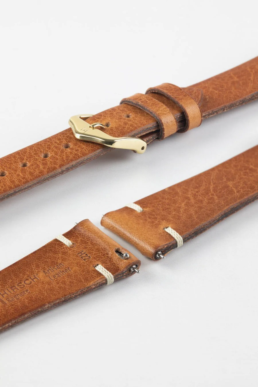 Hirsch BAGNORE Vintage Calf Leather Quick-Release Watch Strap - GOLD BROWN - Image 8