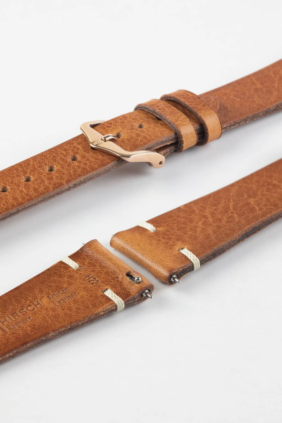 Hirsch BAGNORE Vintage Calf Leather Quick-Release Watch Strap - GOLD BROWN - Image 9