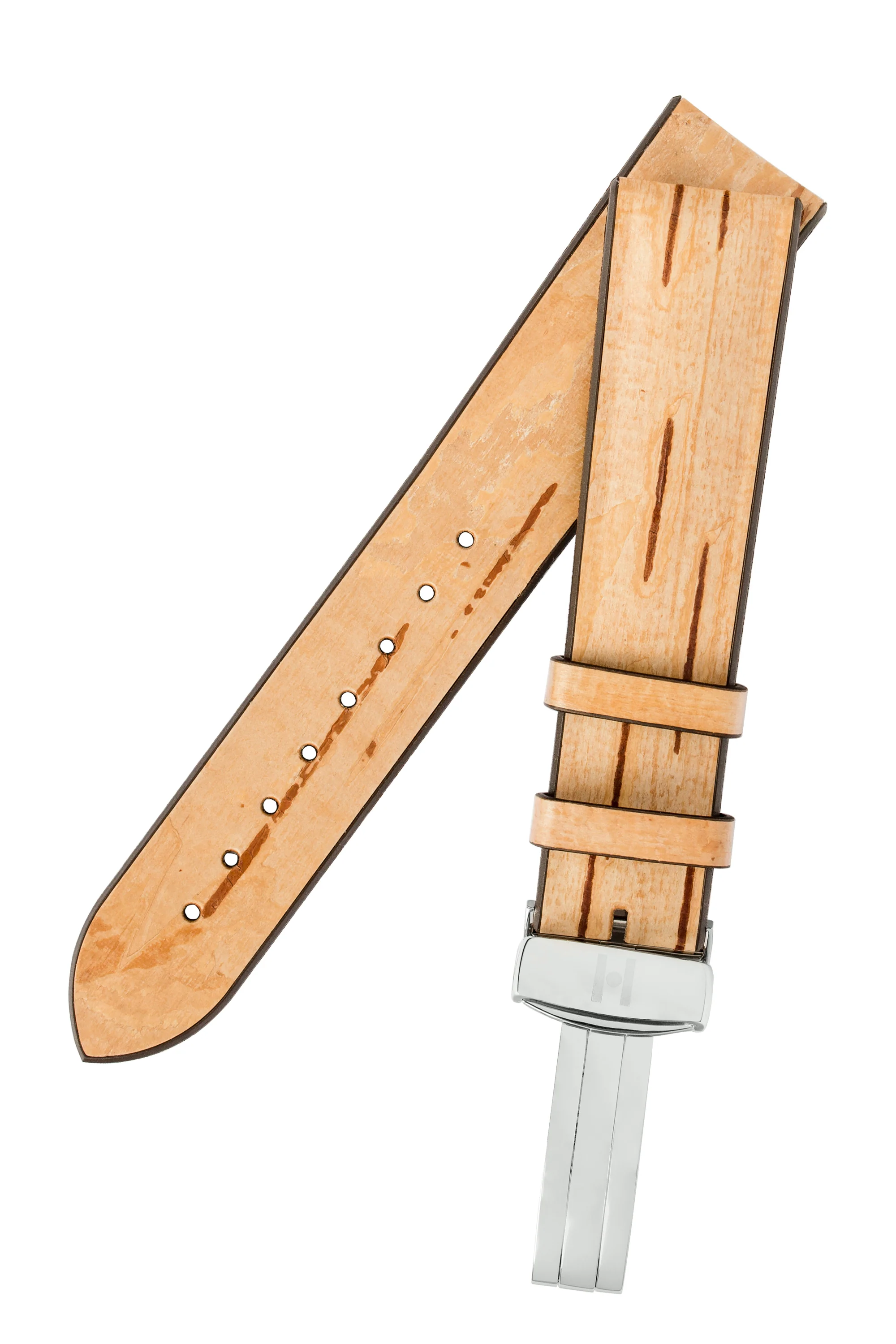 Hirsch BIRCH Tree Bark Deployment Watch Strap in BEIGE - Image 5