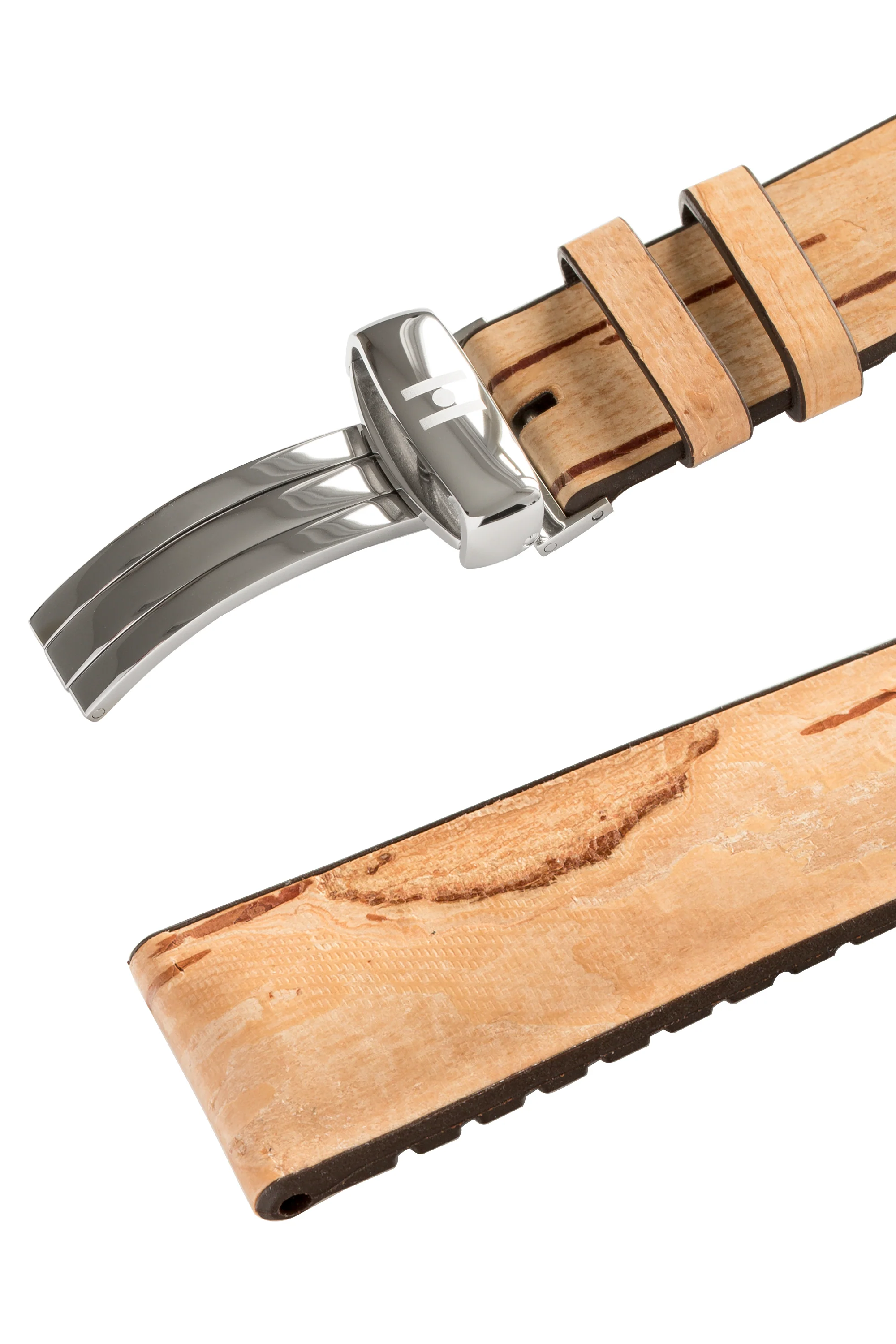 Hirsch BIRCH Tree Bark Deployment Watch Strap in BEIGE - Image 7