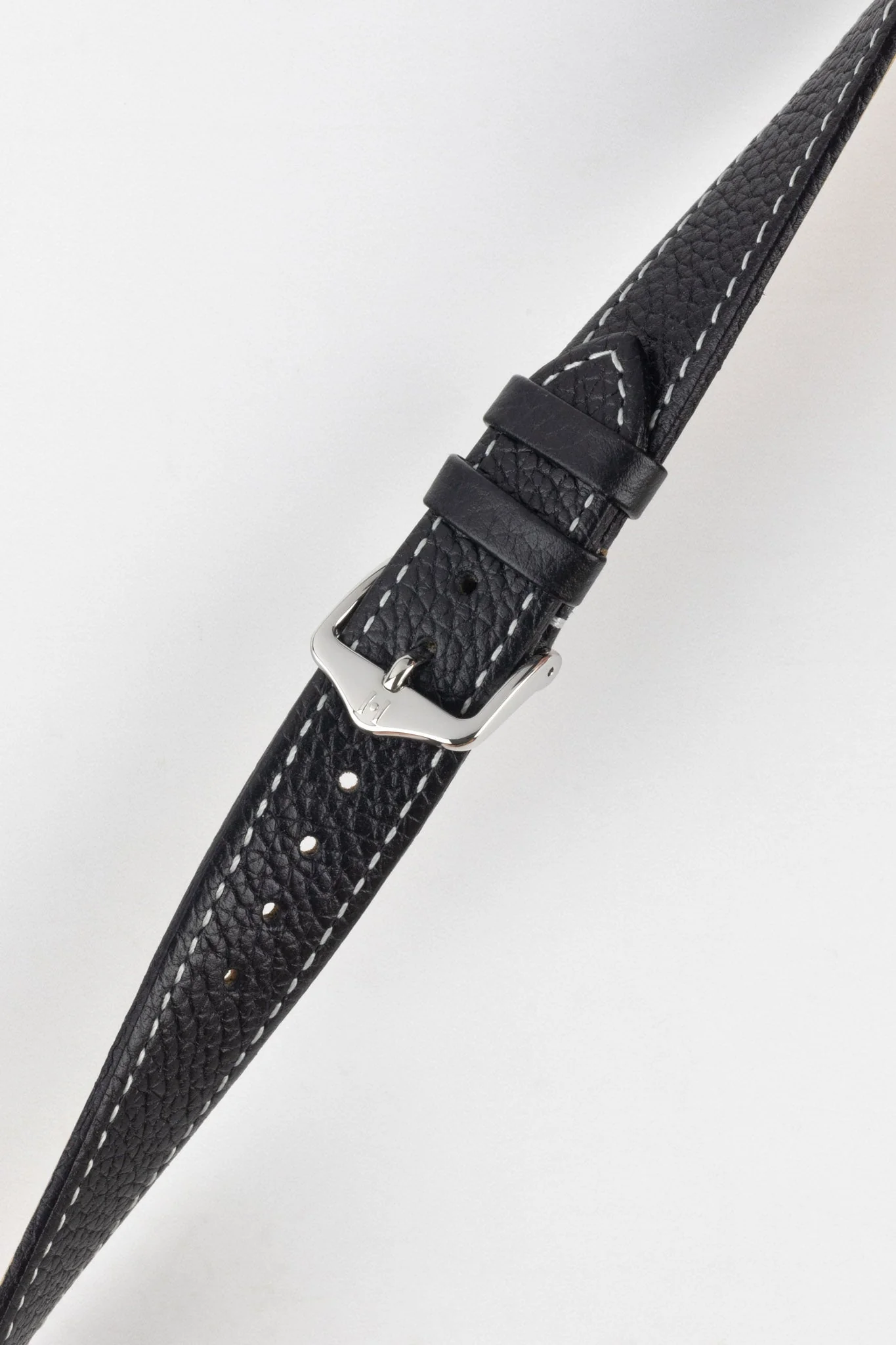 Hirsch BOLOGNA Quick-Release French-Style Textured Leather Watch Strap in BLACK - Image 5