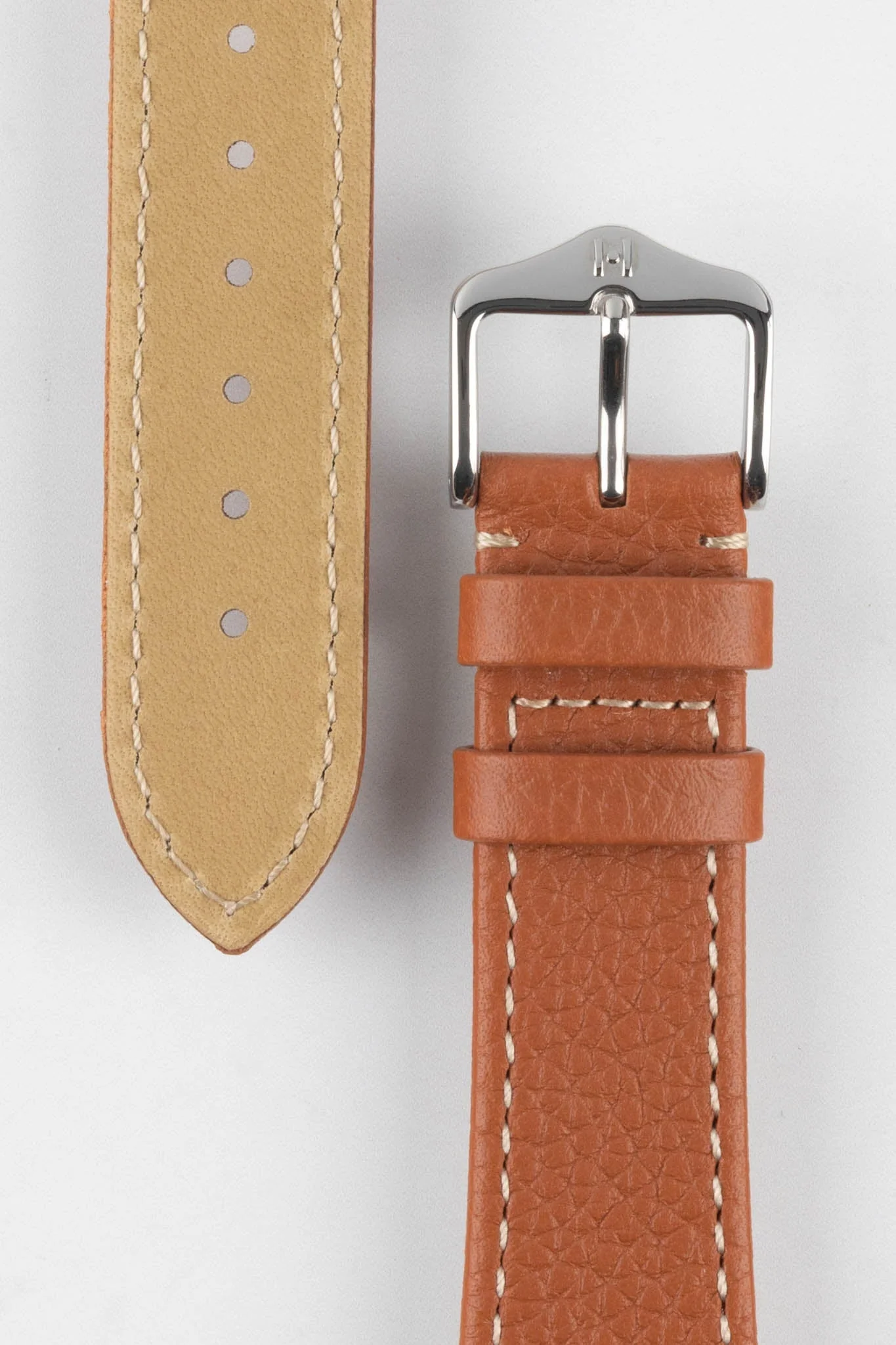 Hirsch BOLOGNA Quick-Release French-Style Textured Leather Watch Strap in GOLD BROWN - Image 3