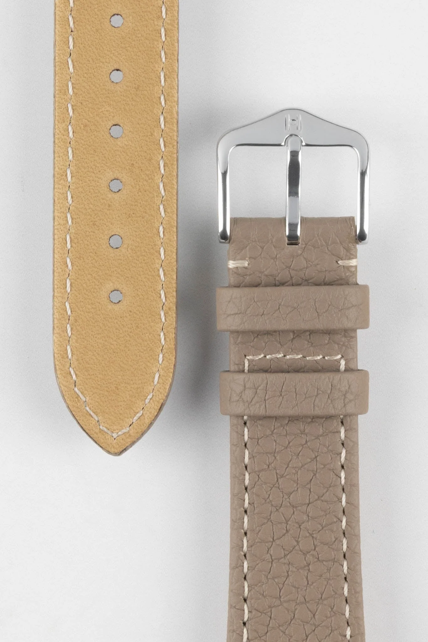 Hirsch BOLOGNA Quick-Release French-Style Textured Leather Watch Strap in TAUPE - Image 3