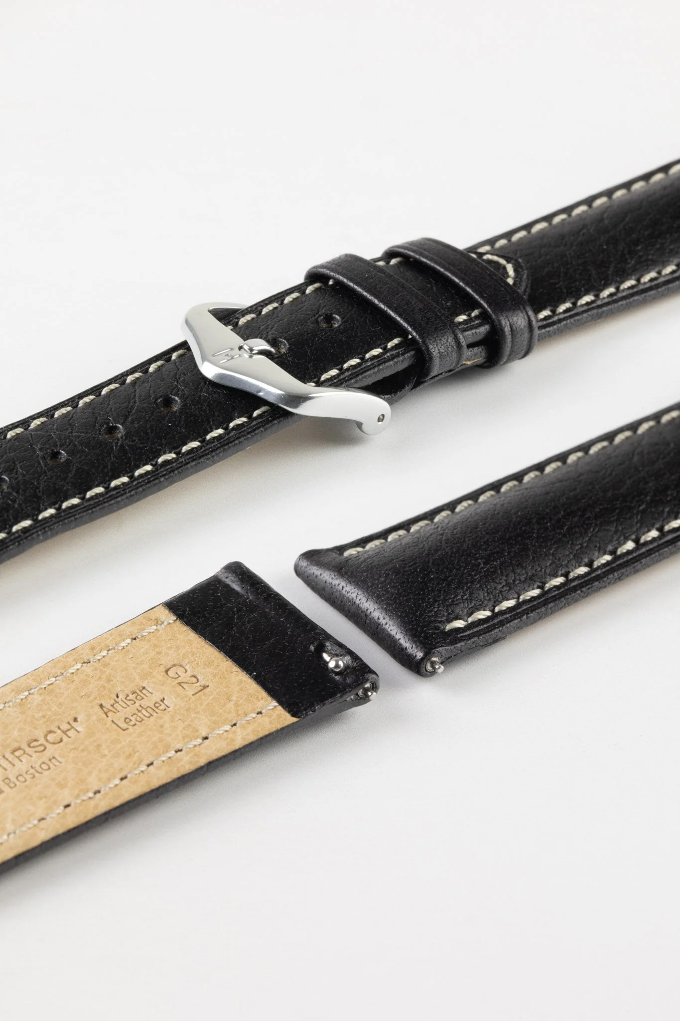 Hirsch BOSTON Buffalo Watch Strap in BLACK - Image 7