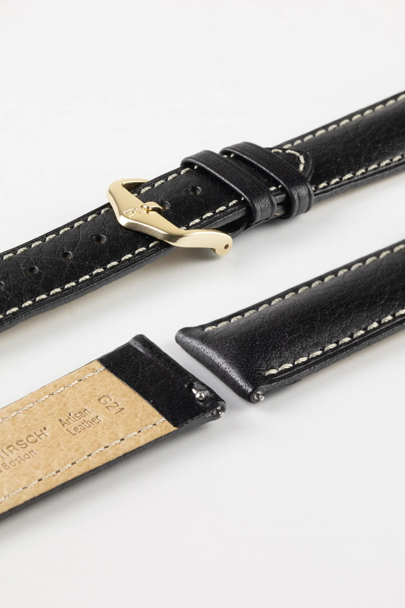 Hirsch BOSTON Buffalo Watch Strap in BLACK - Image 8