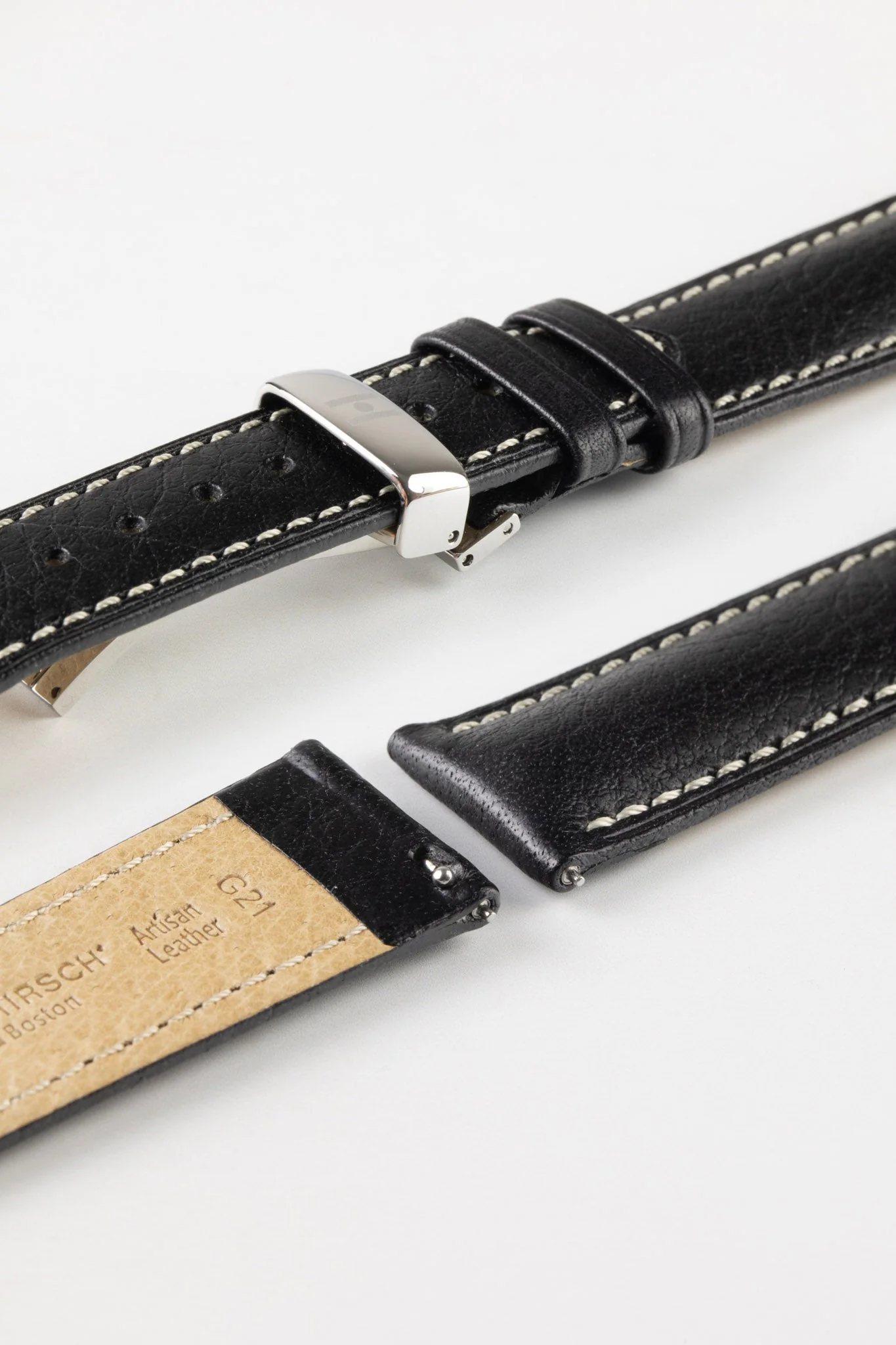 Hirsch BOSTON Buffalo Watch Strap in BLACK - Image 9