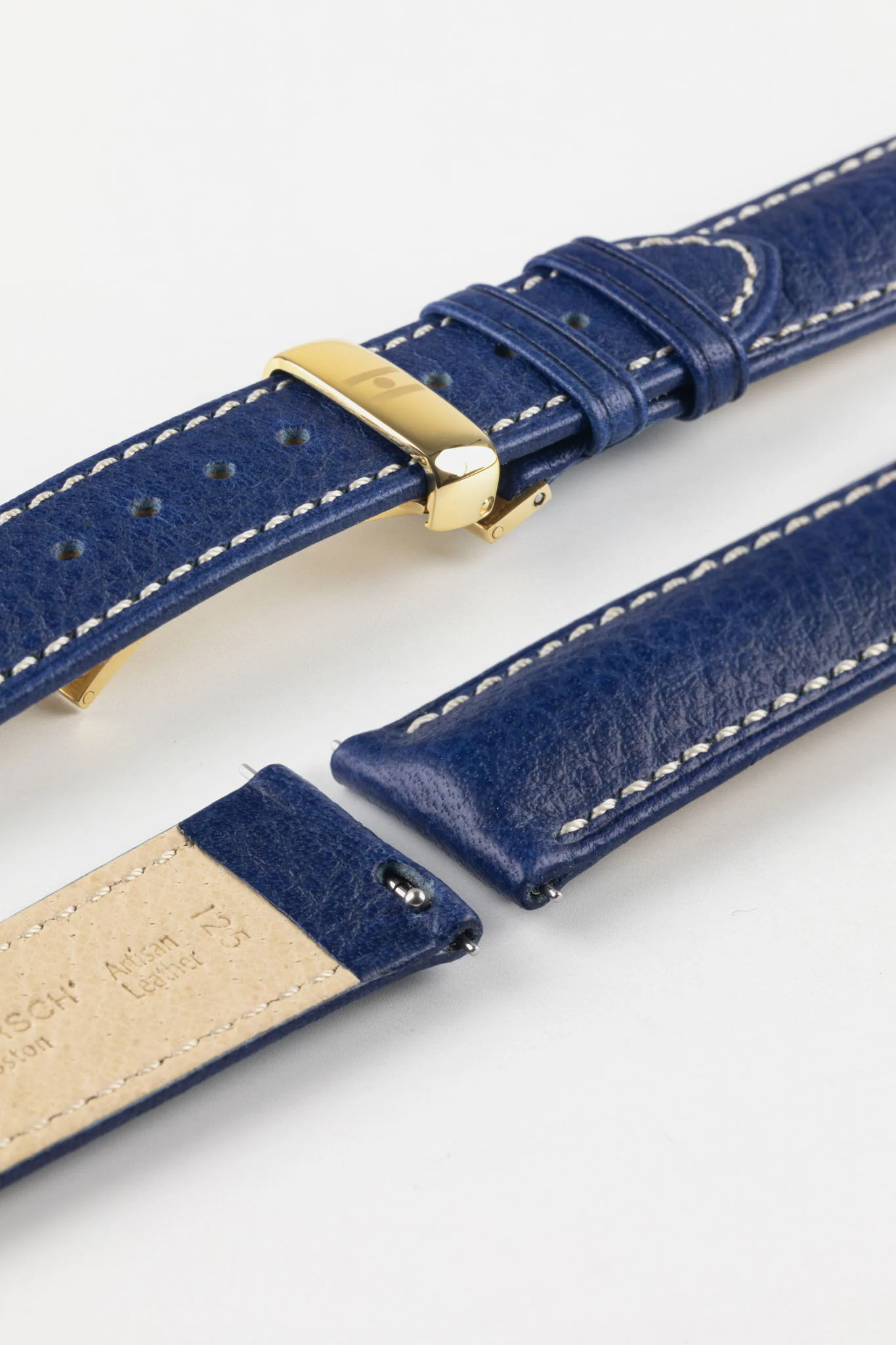 Hirsch BOSTON Buffalo Watch Strap in BLUE - Image 10