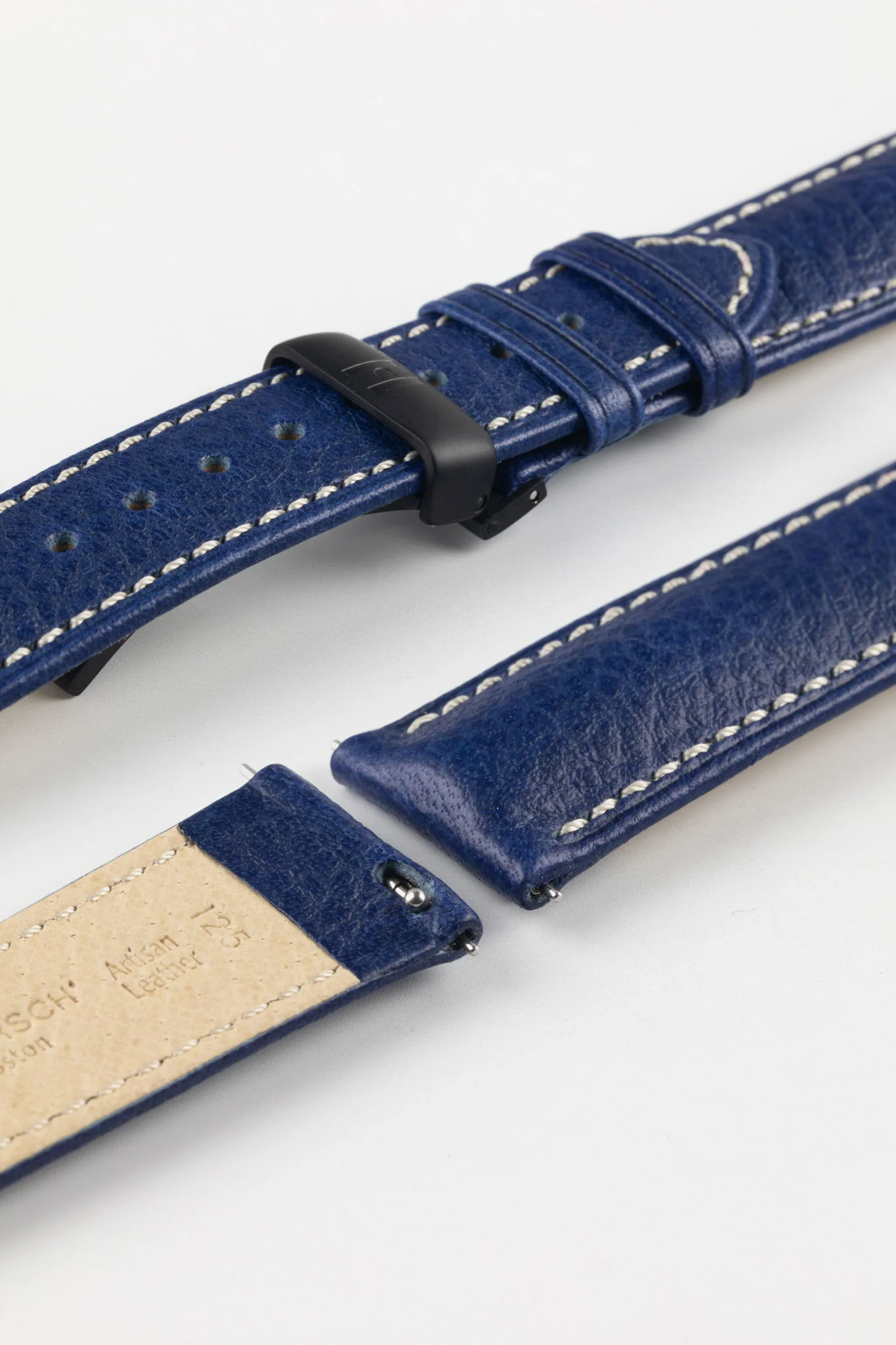Hirsch BOSTON Buffalo Watch Strap in BLUE - Image 11