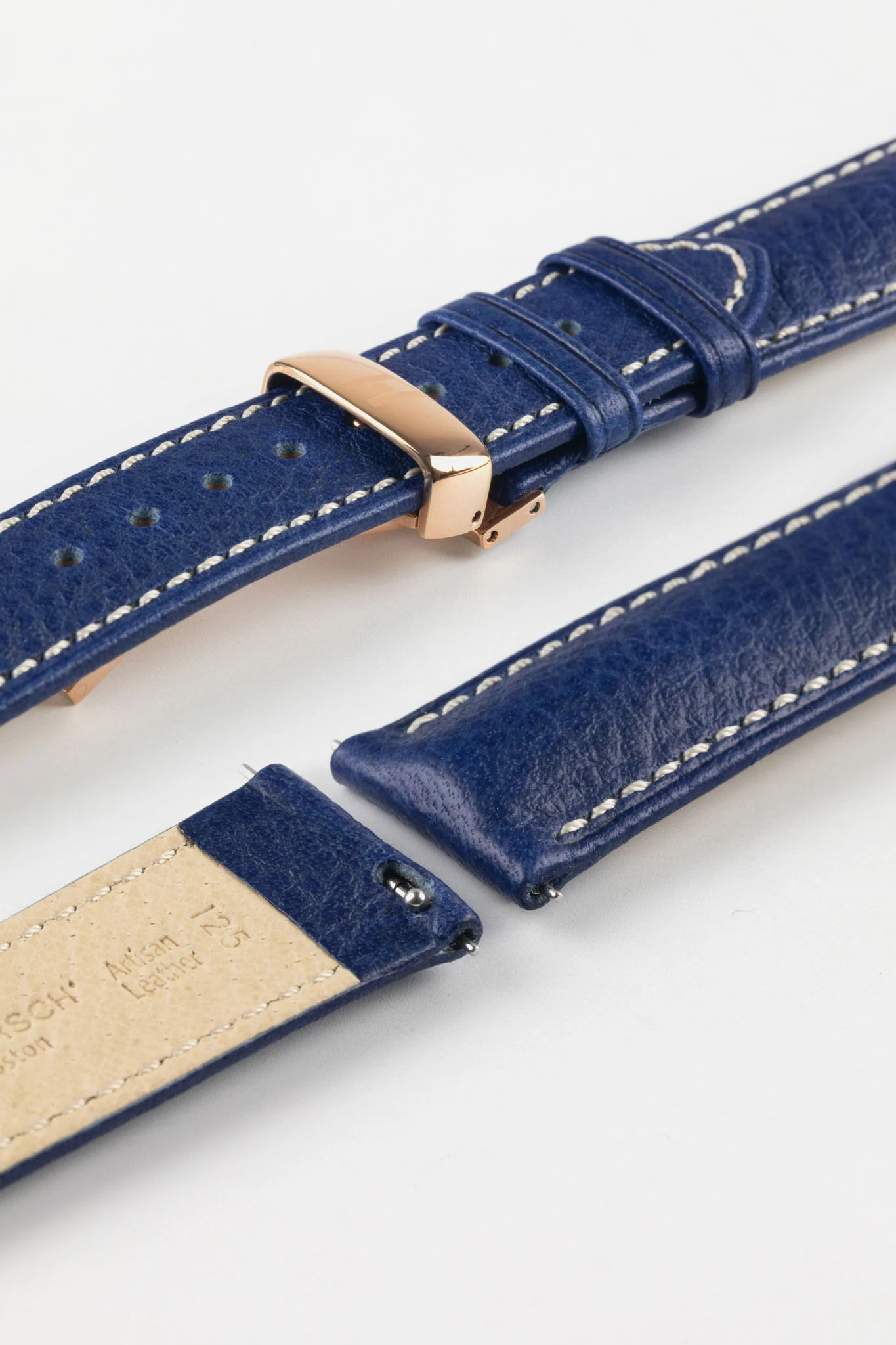 Hirsch BOSTON Buffalo Watch Strap in BLUE - Image 12