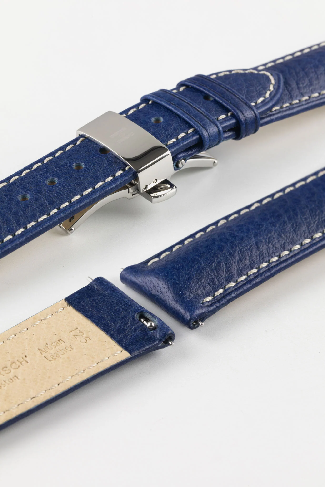 Hirsch BOSTON Buffalo Watch Strap in BLUE - Image 13