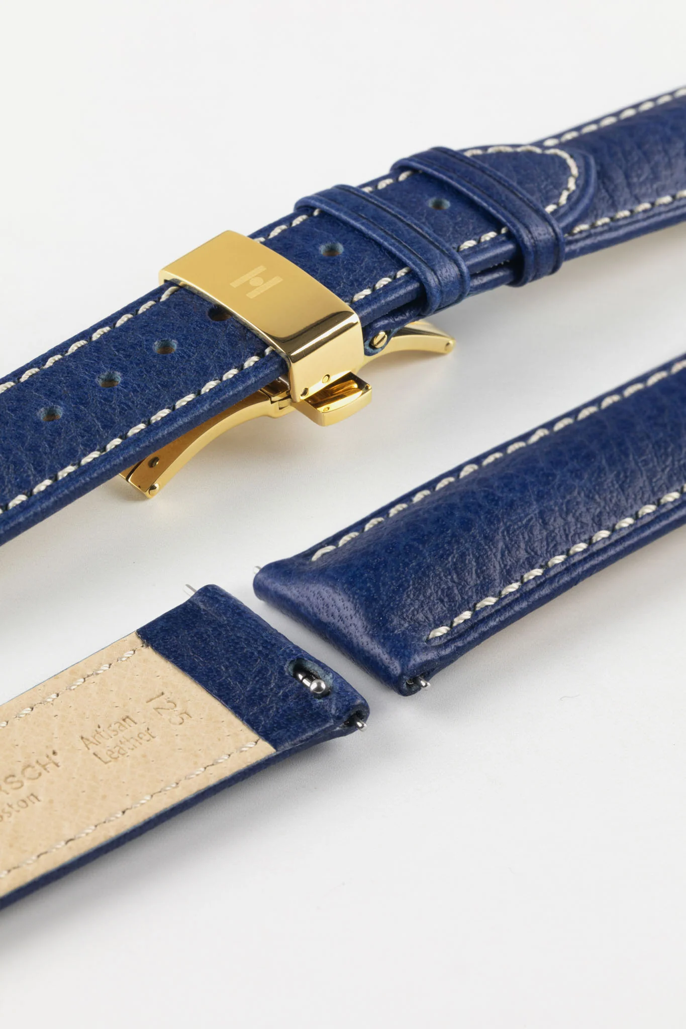 Hirsch BOSTON Buffalo Watch Strap in BLUE - Image 14