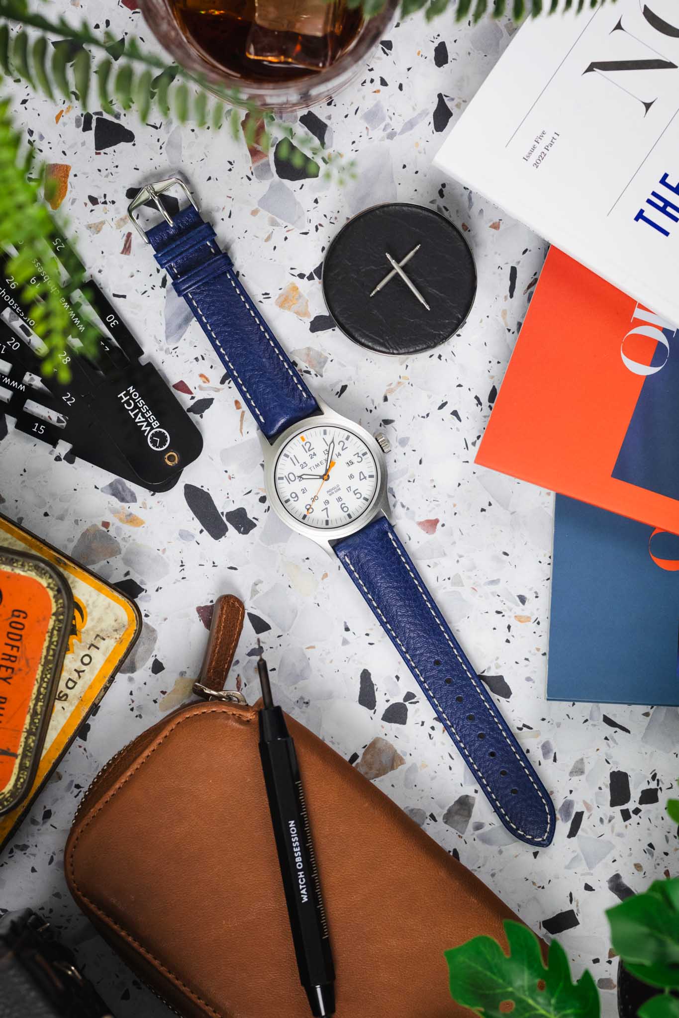 Hirsch BOSTON Buffalo Watch Strap in BLUE - Image 15