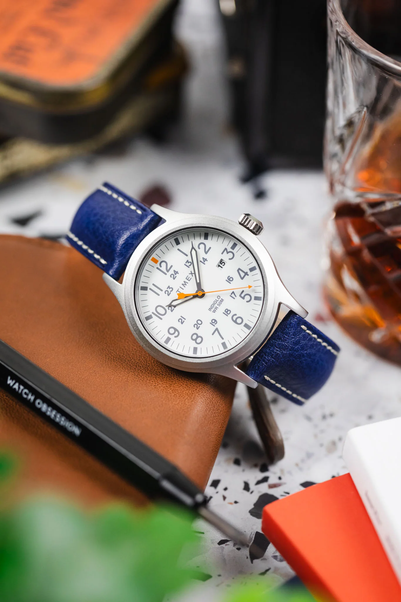 Hirsch BOSTON Buffalo Watch Strap in BLUE - Image 4