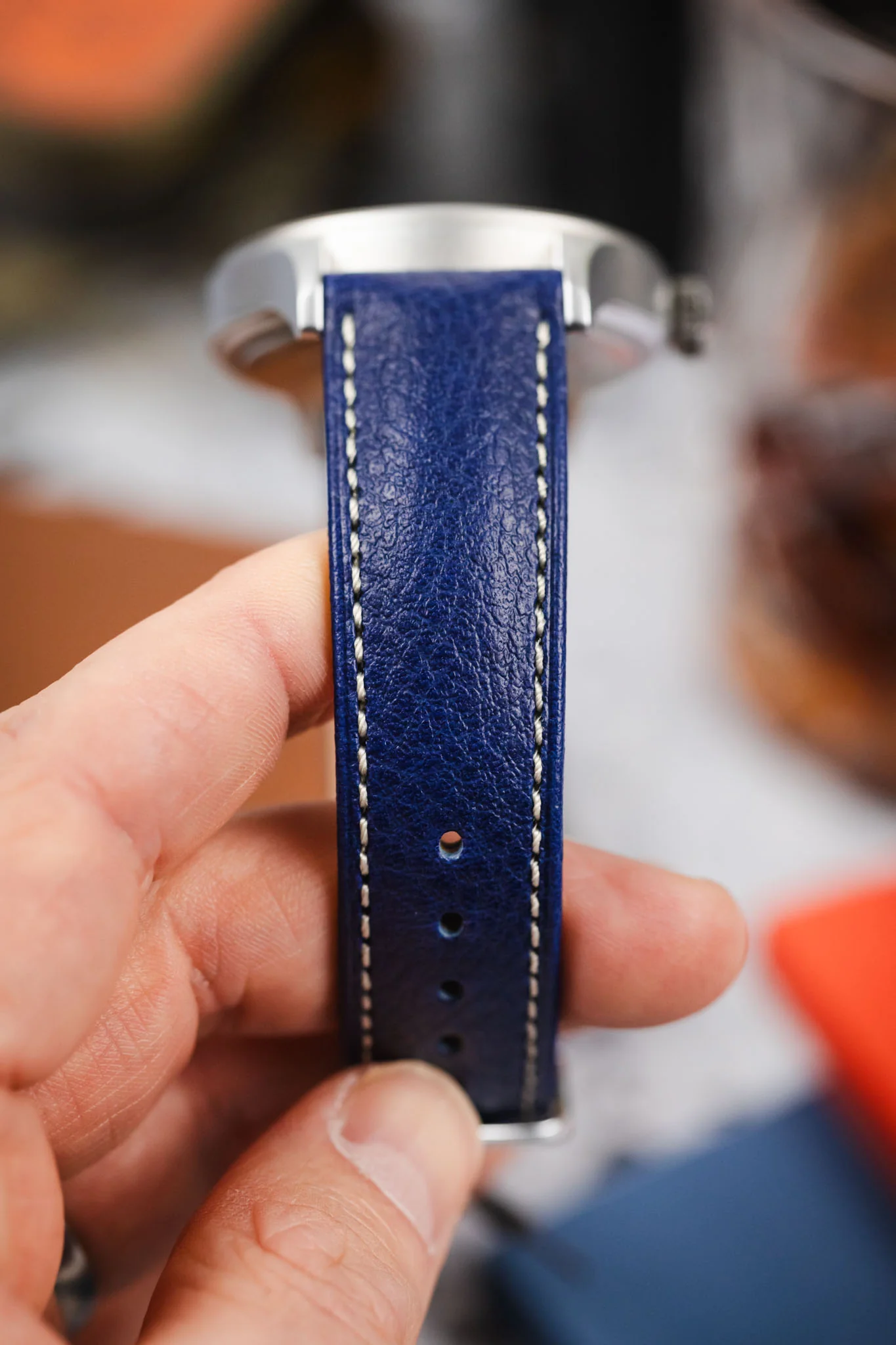 Hirsch BOSTON Buffalo Watch Strap in BLUE - Image 6