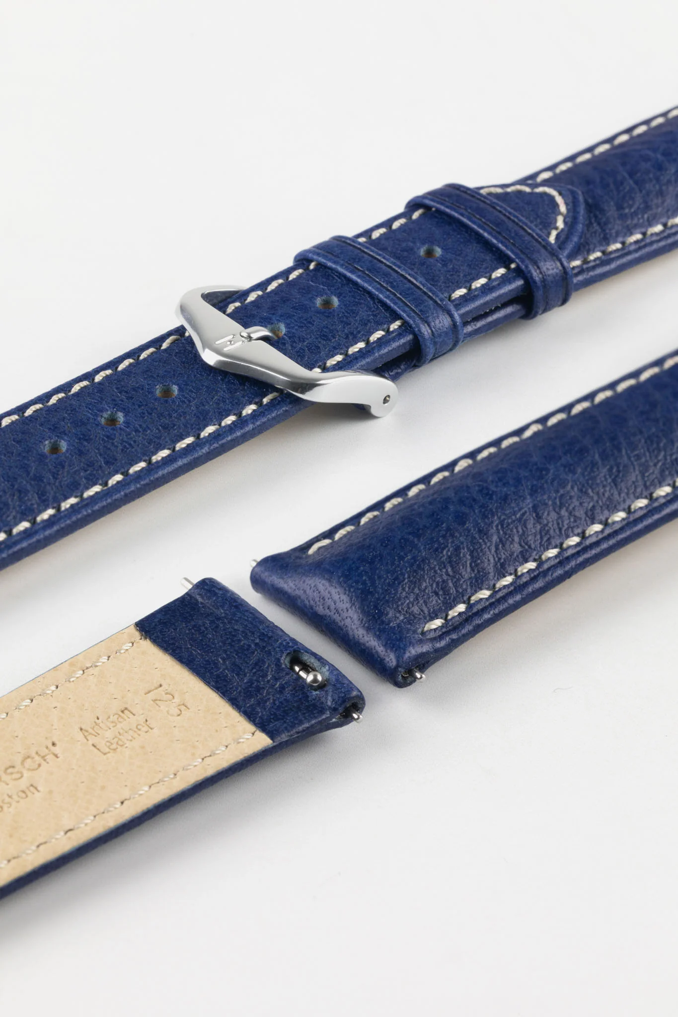 Hirsch BOSTON Buffalo Watch Strap in BLUE - Image 7