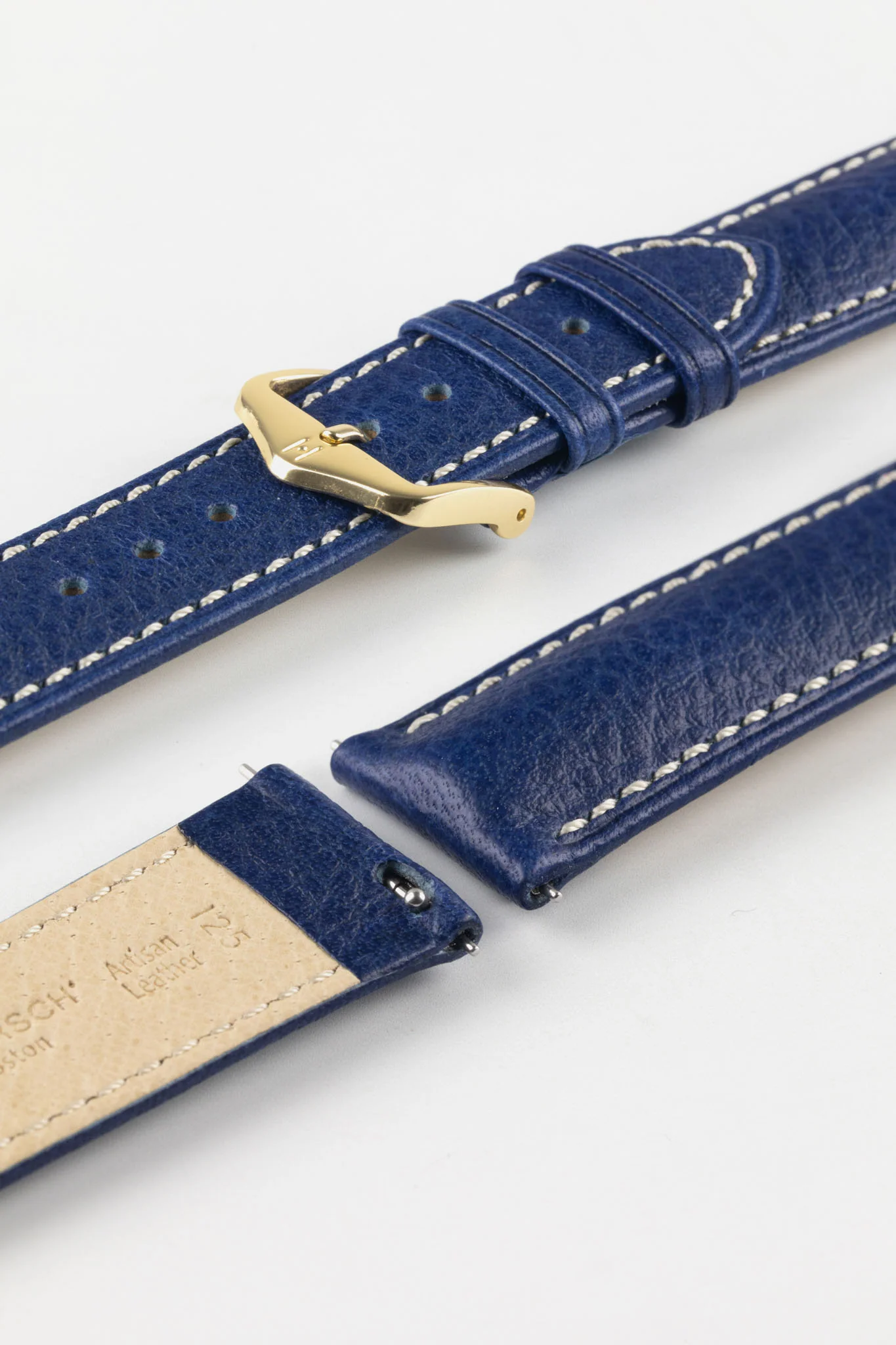 Hirsch BOSTON Buffalo Watch Strap in BLUE - Image 8