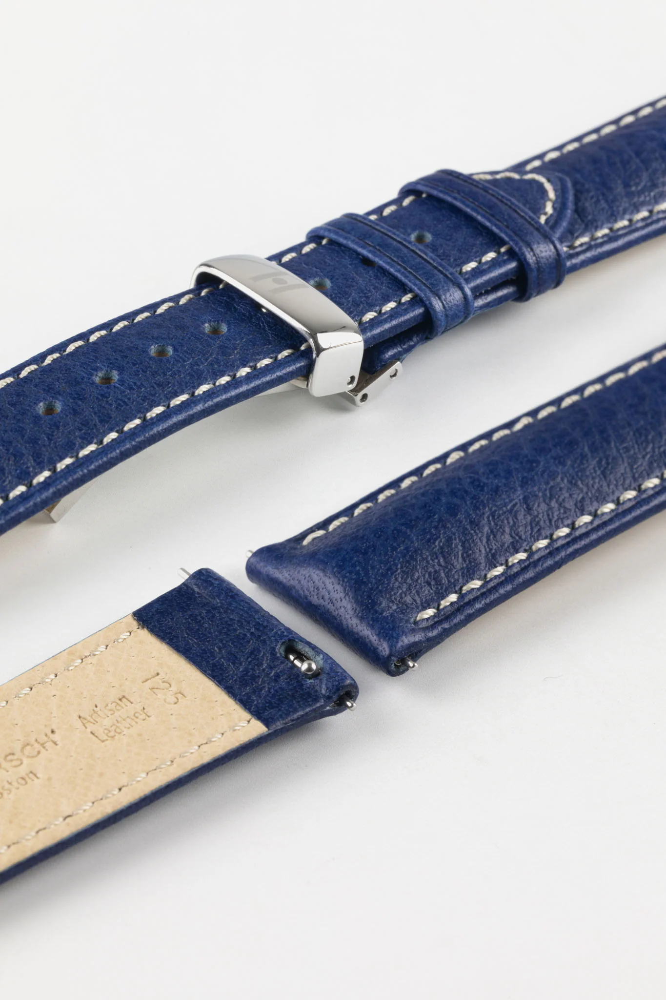 Hirsch BOSTON Buffalo Watch Strap in BLUE - Image 9