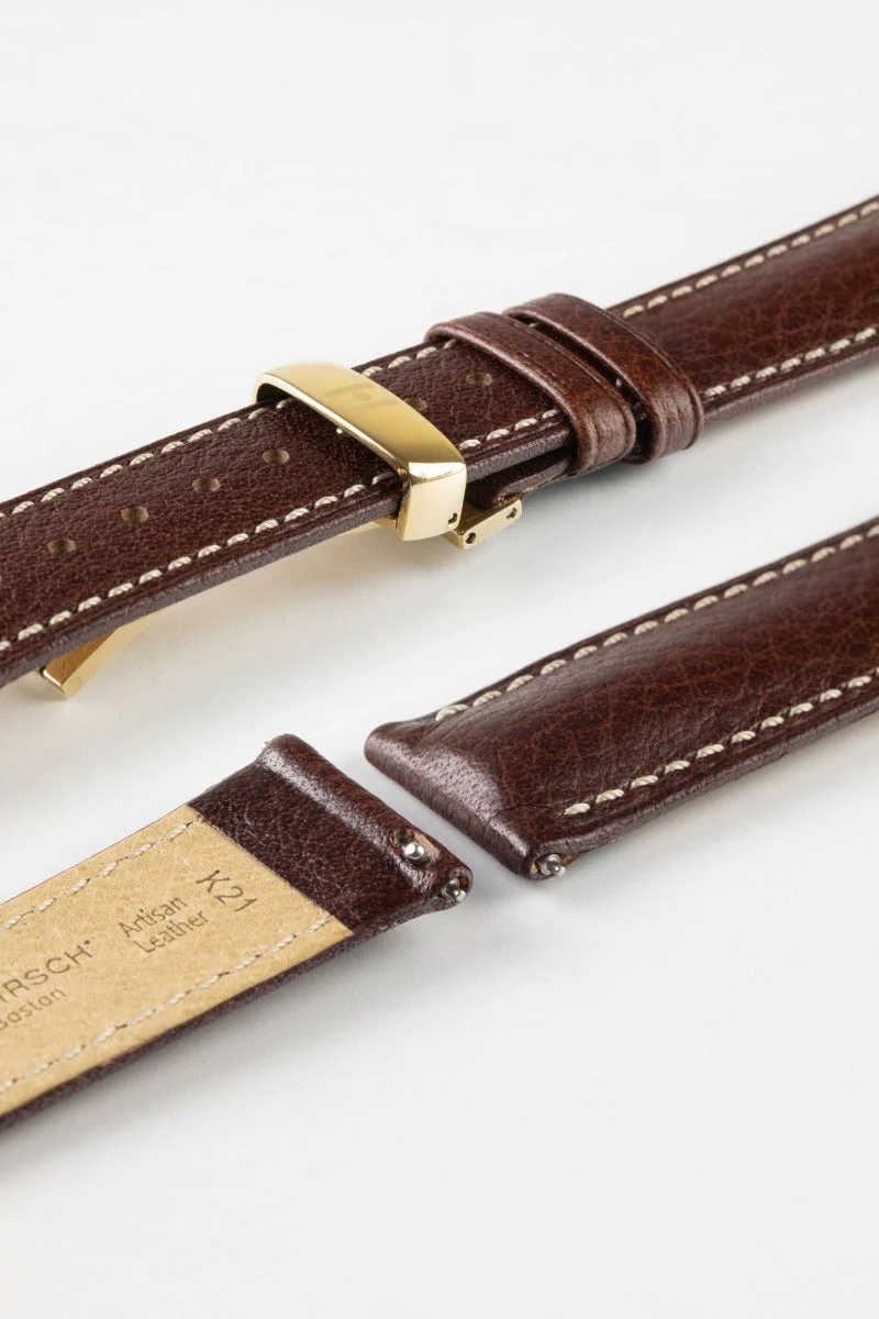 Hirsch BOSTON Buffalo Watch Strap in BROWN - Image 10