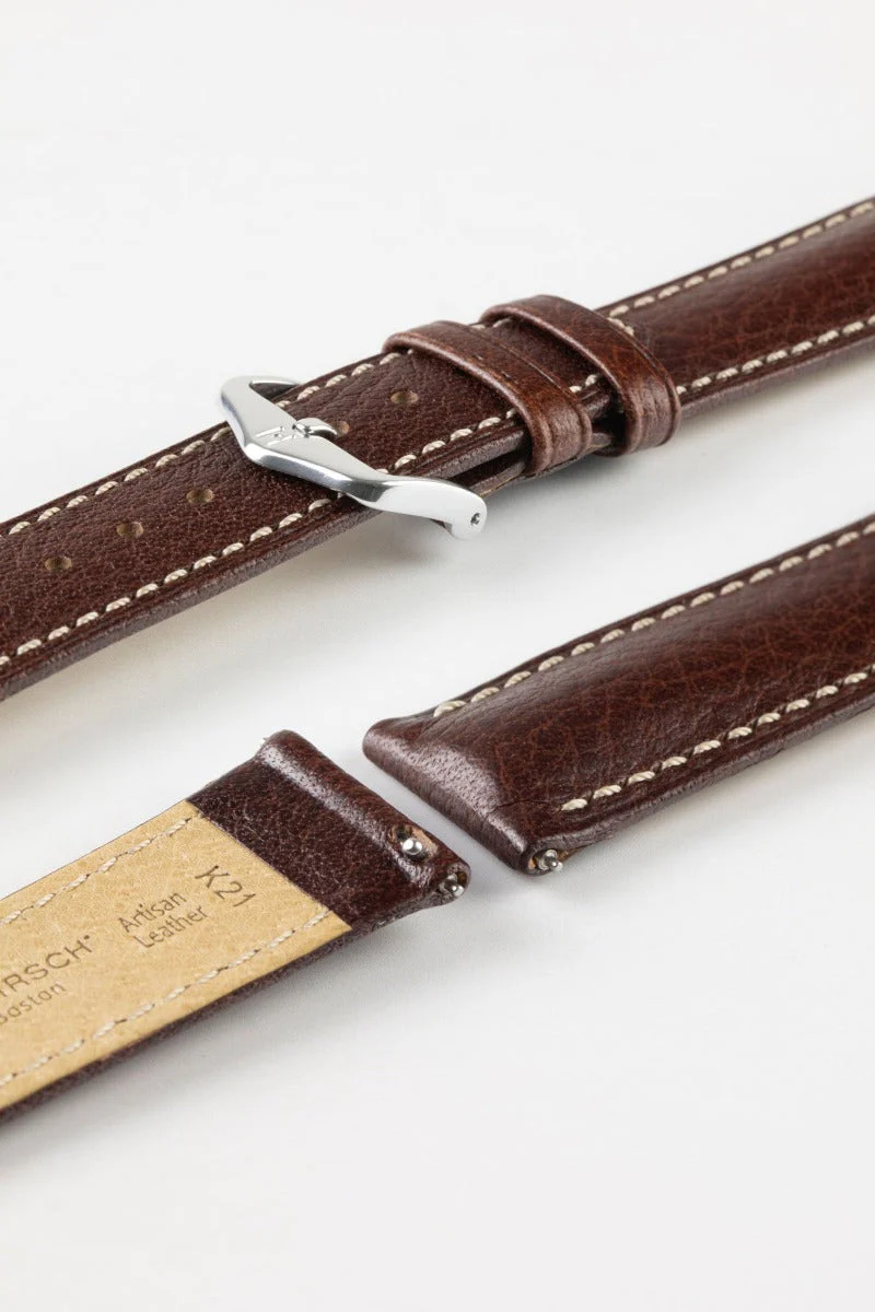 Hirsch BOSTON Buffalo Watch Strap in BROWN - Image 7