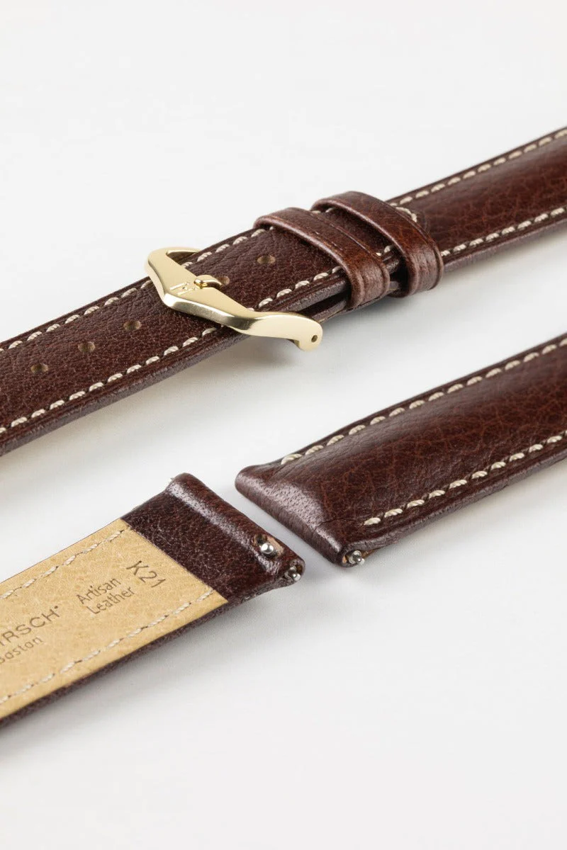 Hirsch BOSTON Buffalo Watch Strap in BROWN - Image 8