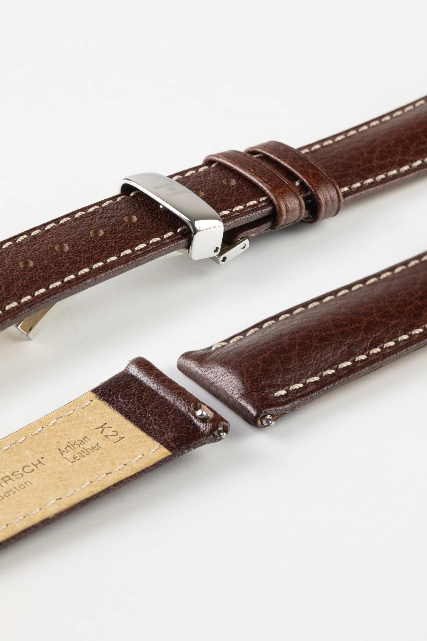 Hirsch BOSTON Buffalo Watch Strap in BROWN - Image 9