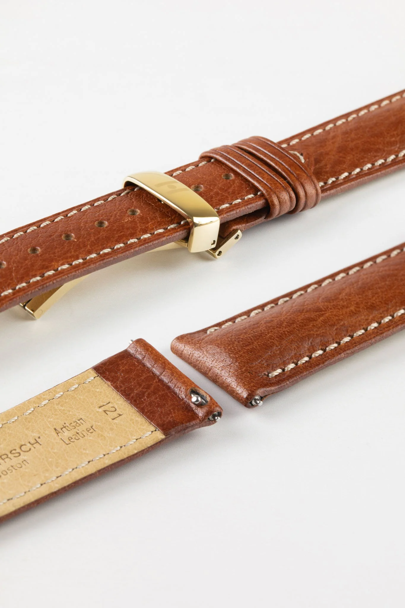 Hirsch BOSTON Buffalo Watch Strap in GOLD BROWN - Image 10