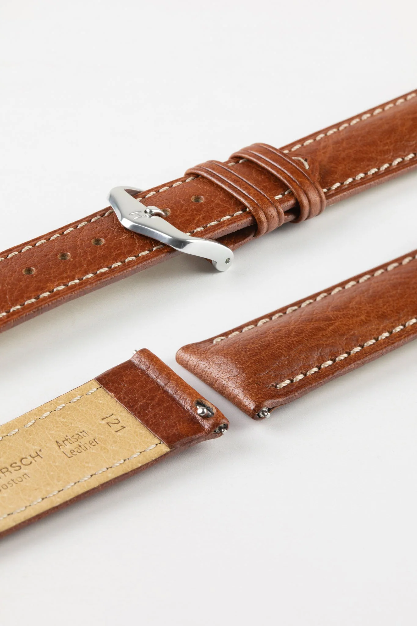 Hirsch BOSTON Buffalo Watch Strap in GOLD BROWN - Image 7