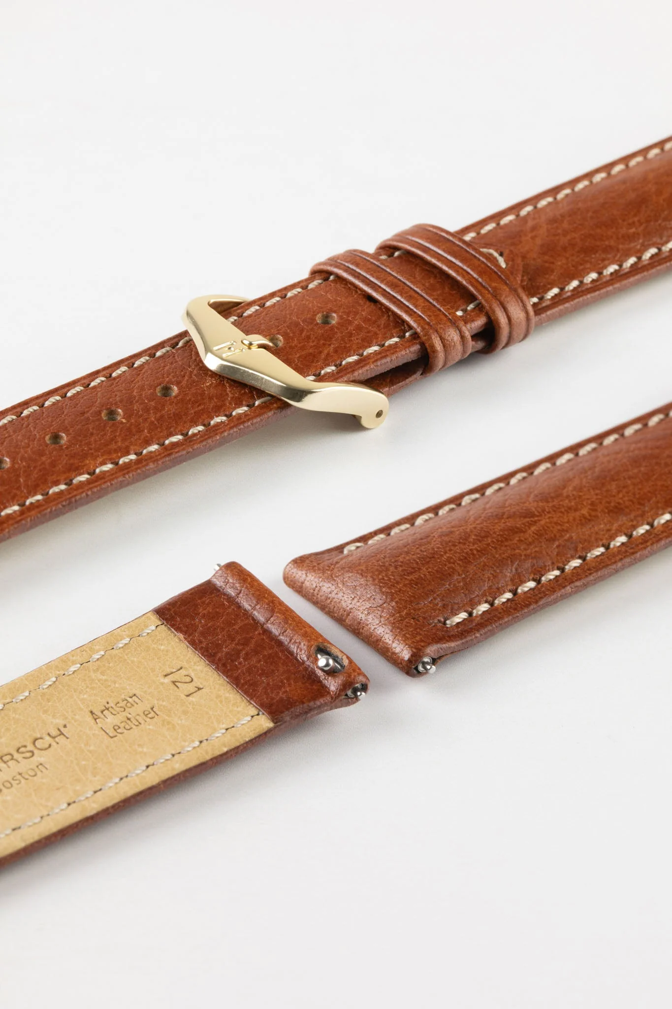 Hirsch BOSTON Buffalo Watch Strap in GOLD BROWN - Image 8