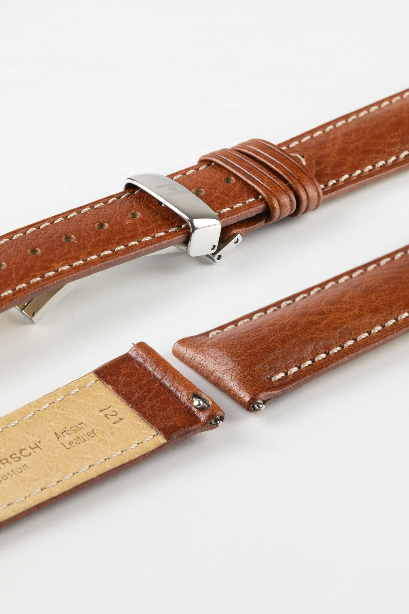 Hirsch BOSTON Buffalo Watch Strap in GOLD BROWN - Image 9