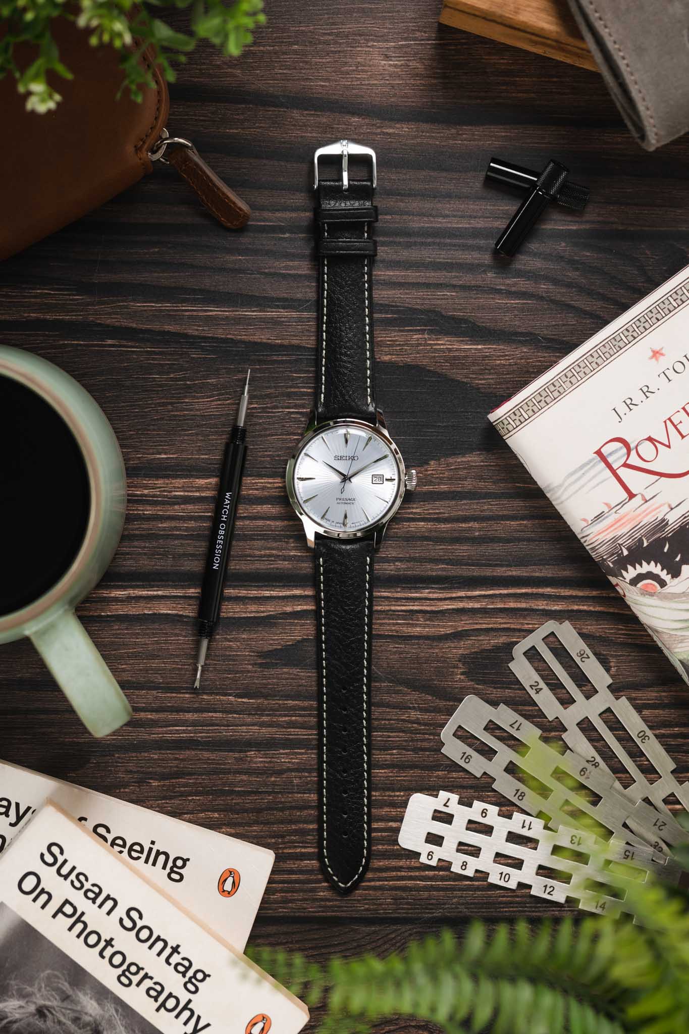 Hirsch BOSTON NQR Buffalo Calfskin Leather Watch Strap in BLACK - Image 6
