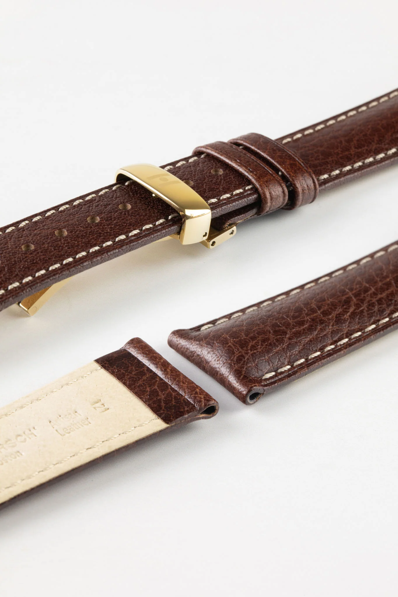 Hirsch BOSTON NQR Buffalo Calfskin Leather Watch Strap in BROWN - Image 10