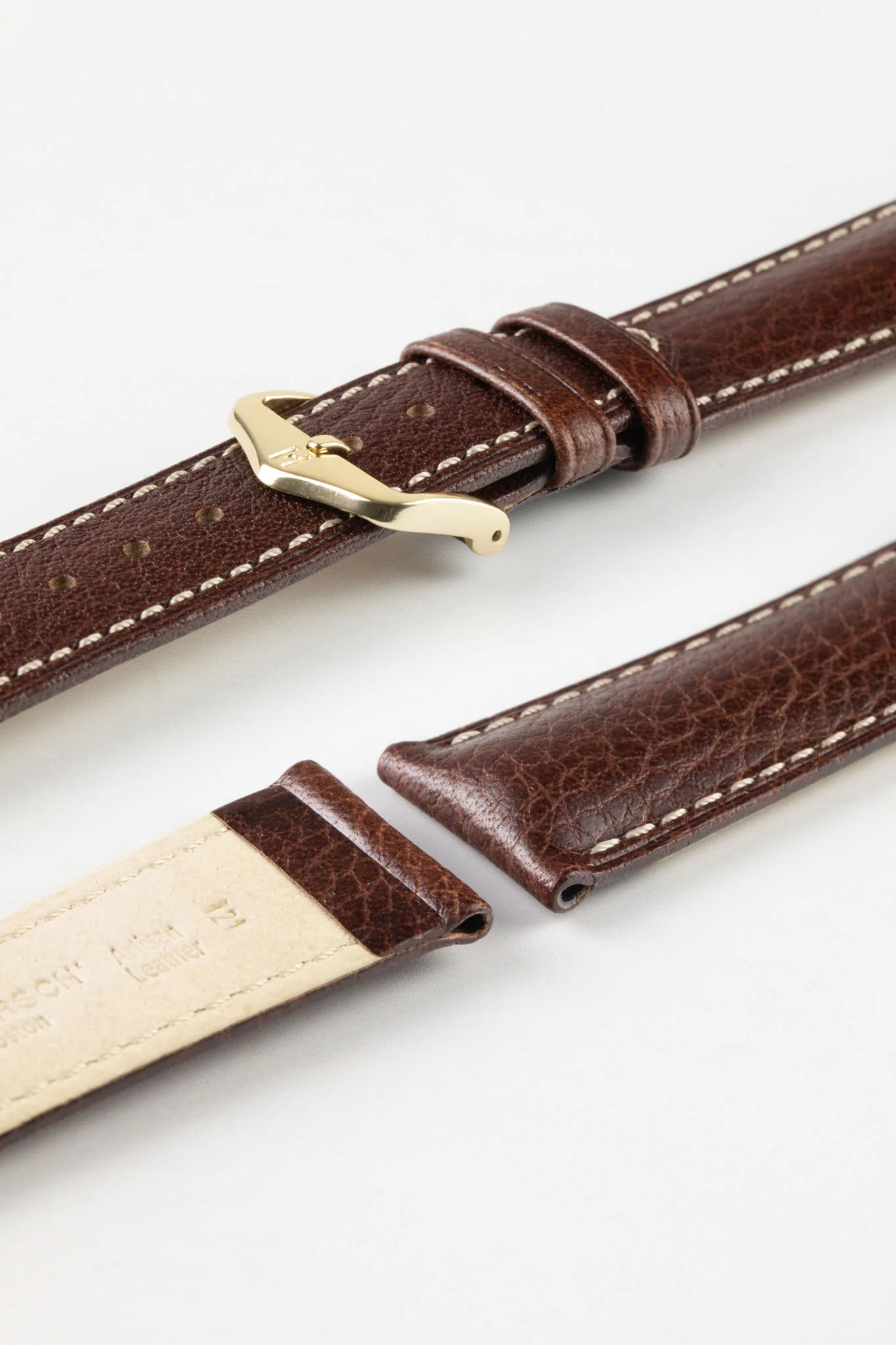 Hirsch BOSTON NQR Buffalo Calfskin Leather Watch Strap in BROWN - Image 8