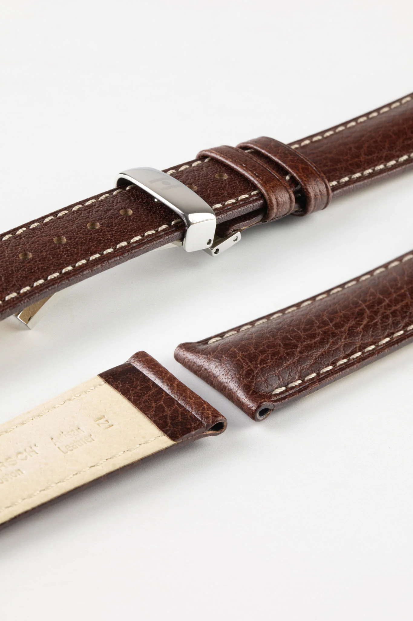 Hirsch BOSTON NQR Buffalo Calfskin Leather Watch Strap in BROWN - Image 9