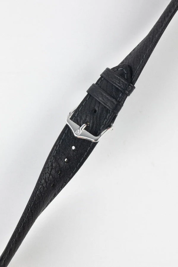 Hirsch CAMELGRAIN No Allergy Leather Watch Strap in BLACK - Image 5