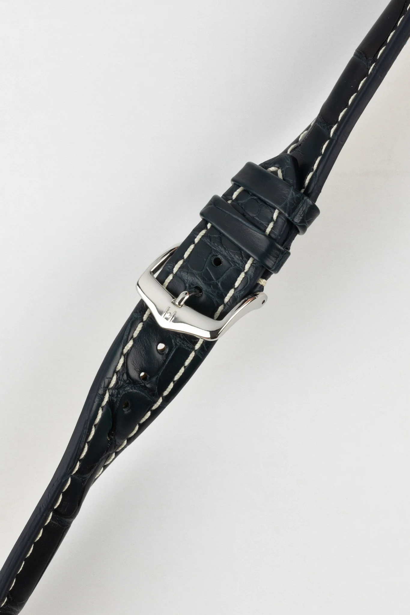 Hirsch CAPITANO Padded Alligator Leather Water-Resistant Watch Strap in BLUE - Image 5
