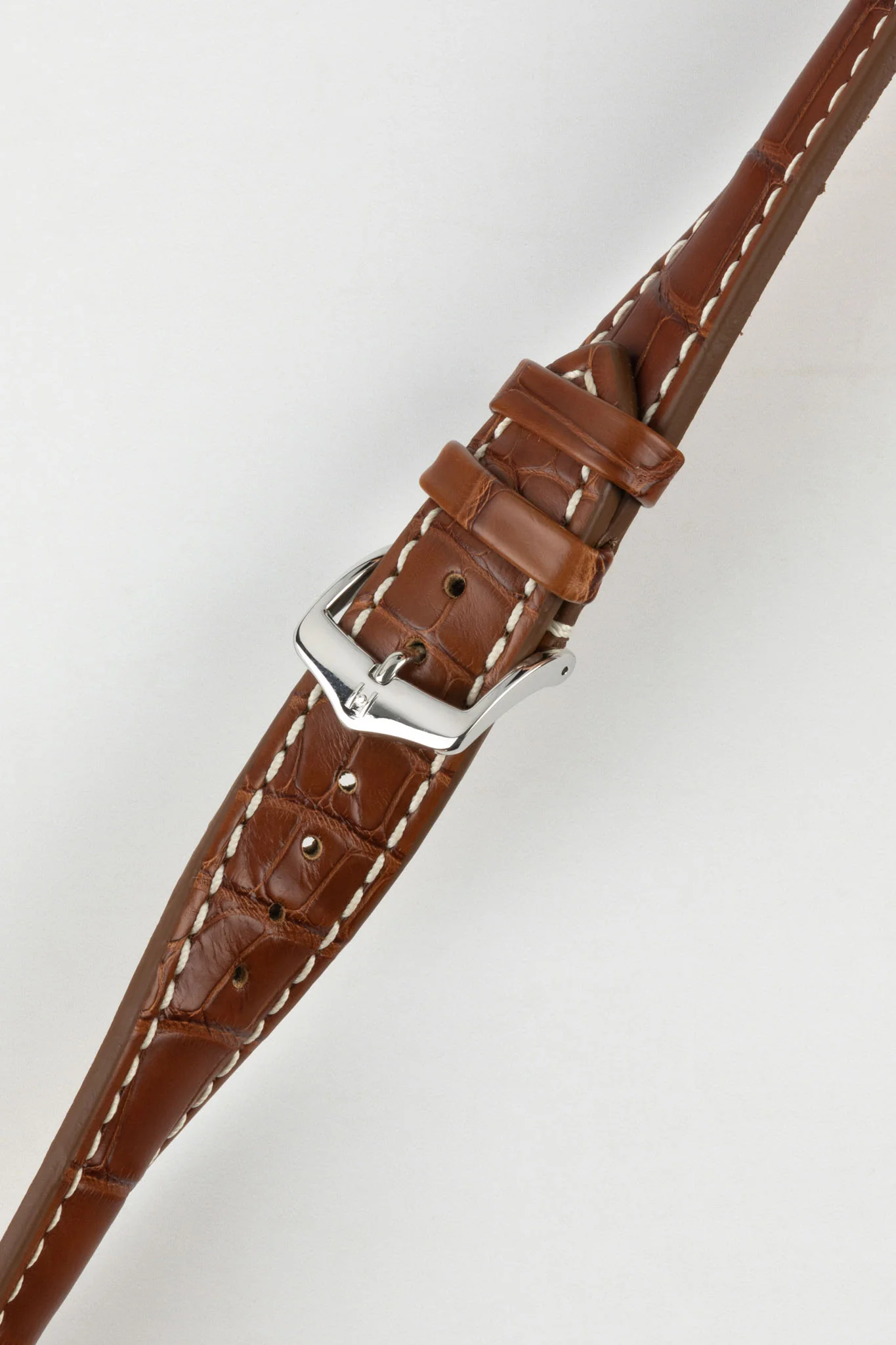 Hirsch CAPITANO Padded Alligator Water-Resistant Leather Watch Strap in GOLD BROWN - Image 5