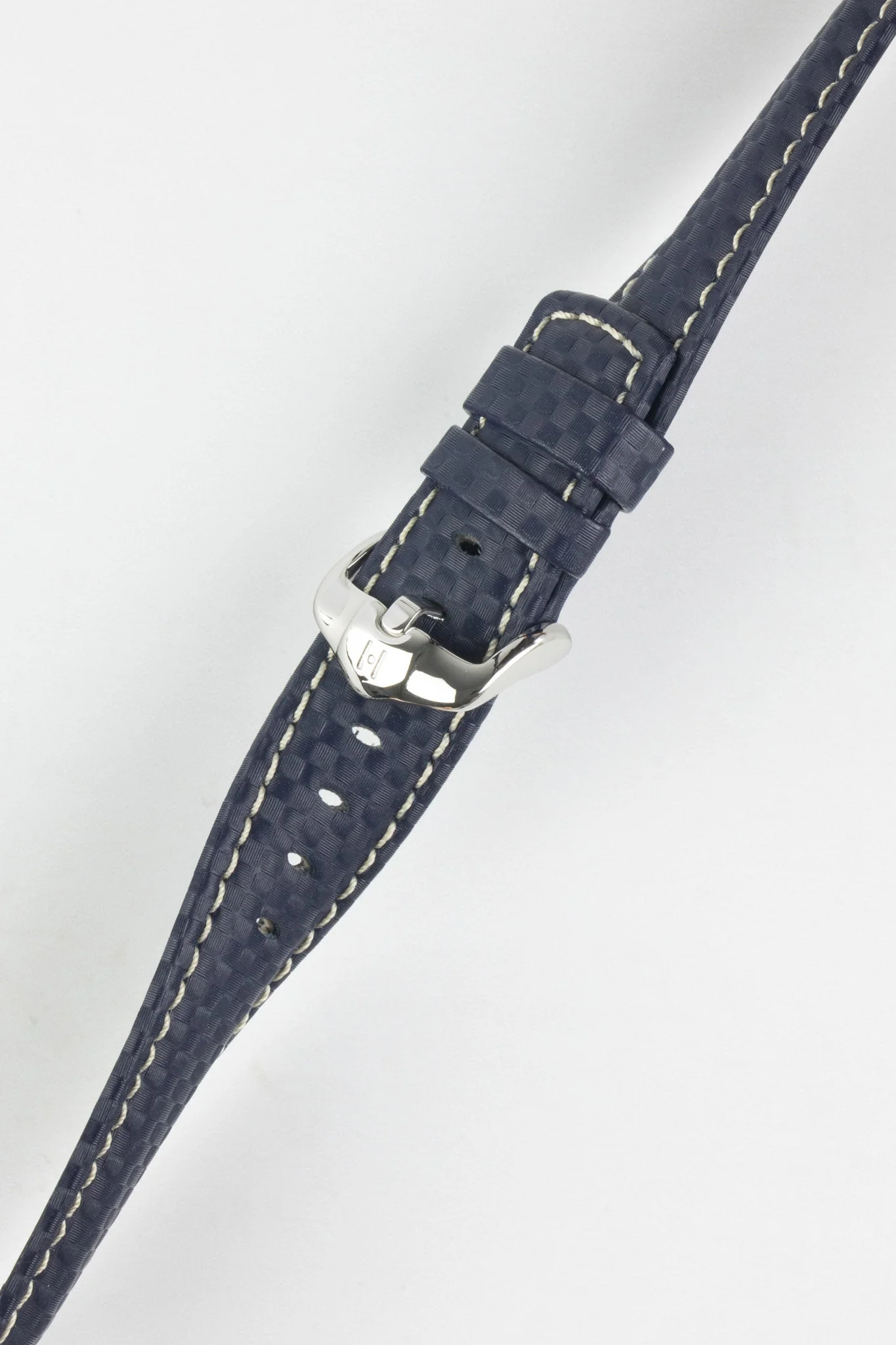 Hirsch CARBON Embossed Water-Resistant Leather Watch Strap in BLUE - Image 5