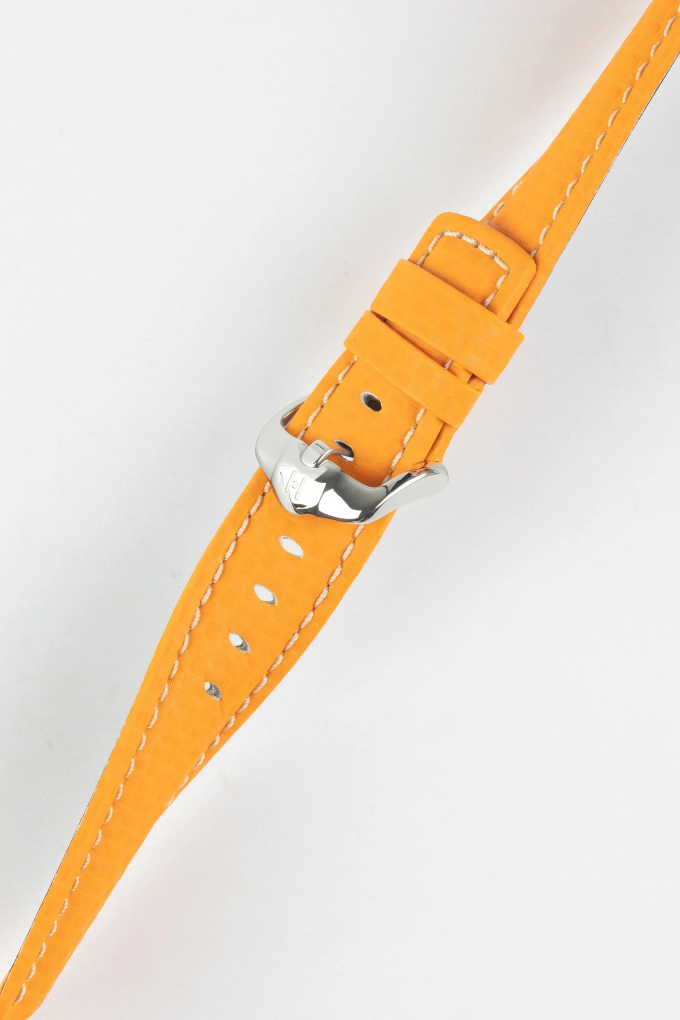 Hirsch CARBON Embossed Water-Resistant Leather Watch Strap in ORANGE - Image 5