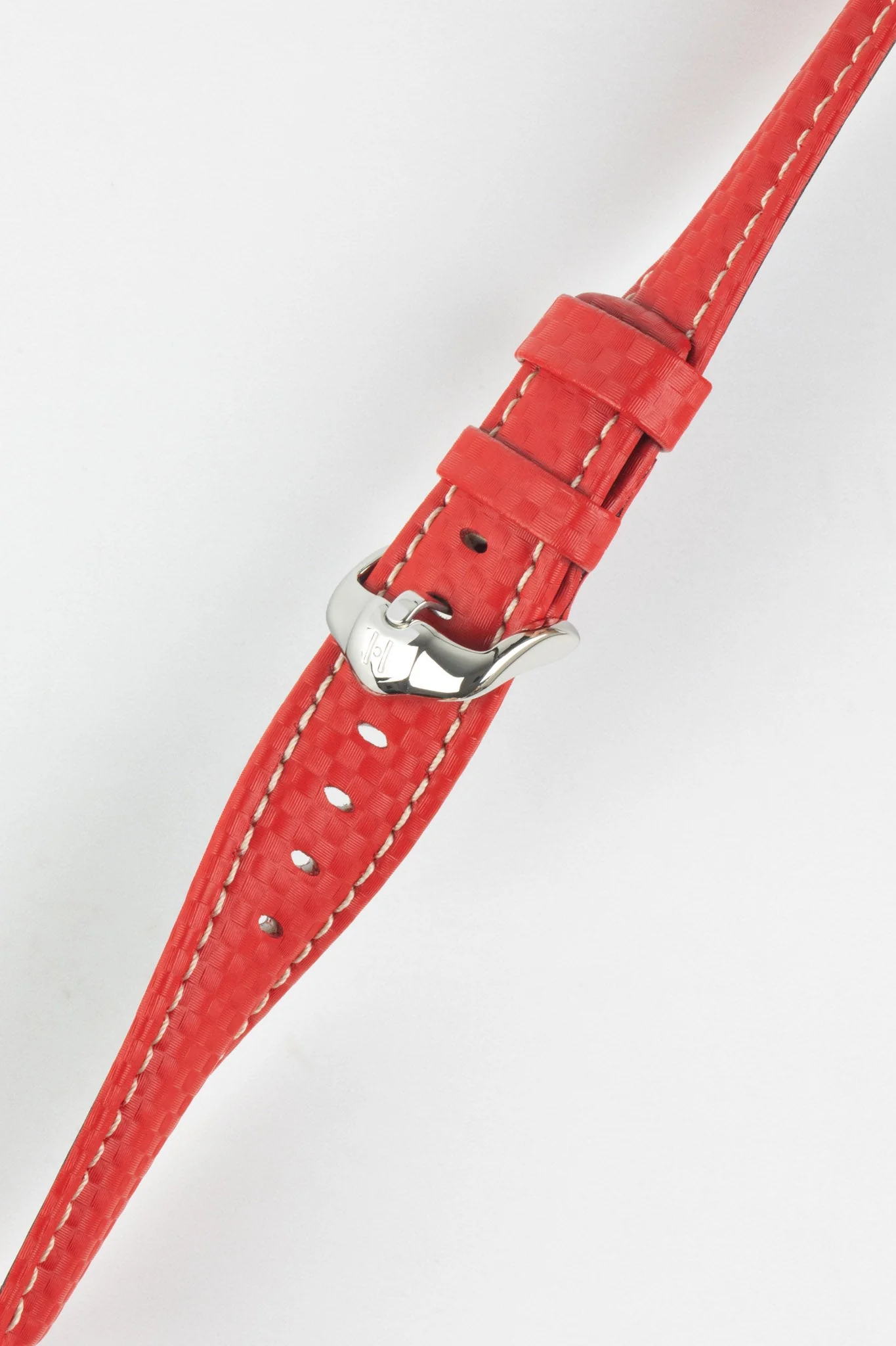 Hirsch CARBON Embossed Water-Resistant Leather Watch Strap in RED - Image 5