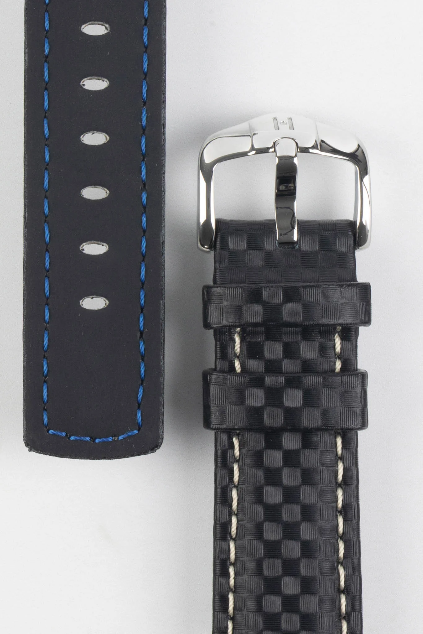 Hirsch CARBON Black Embossed Water-Resistant Leather Watch Strap - Image 3